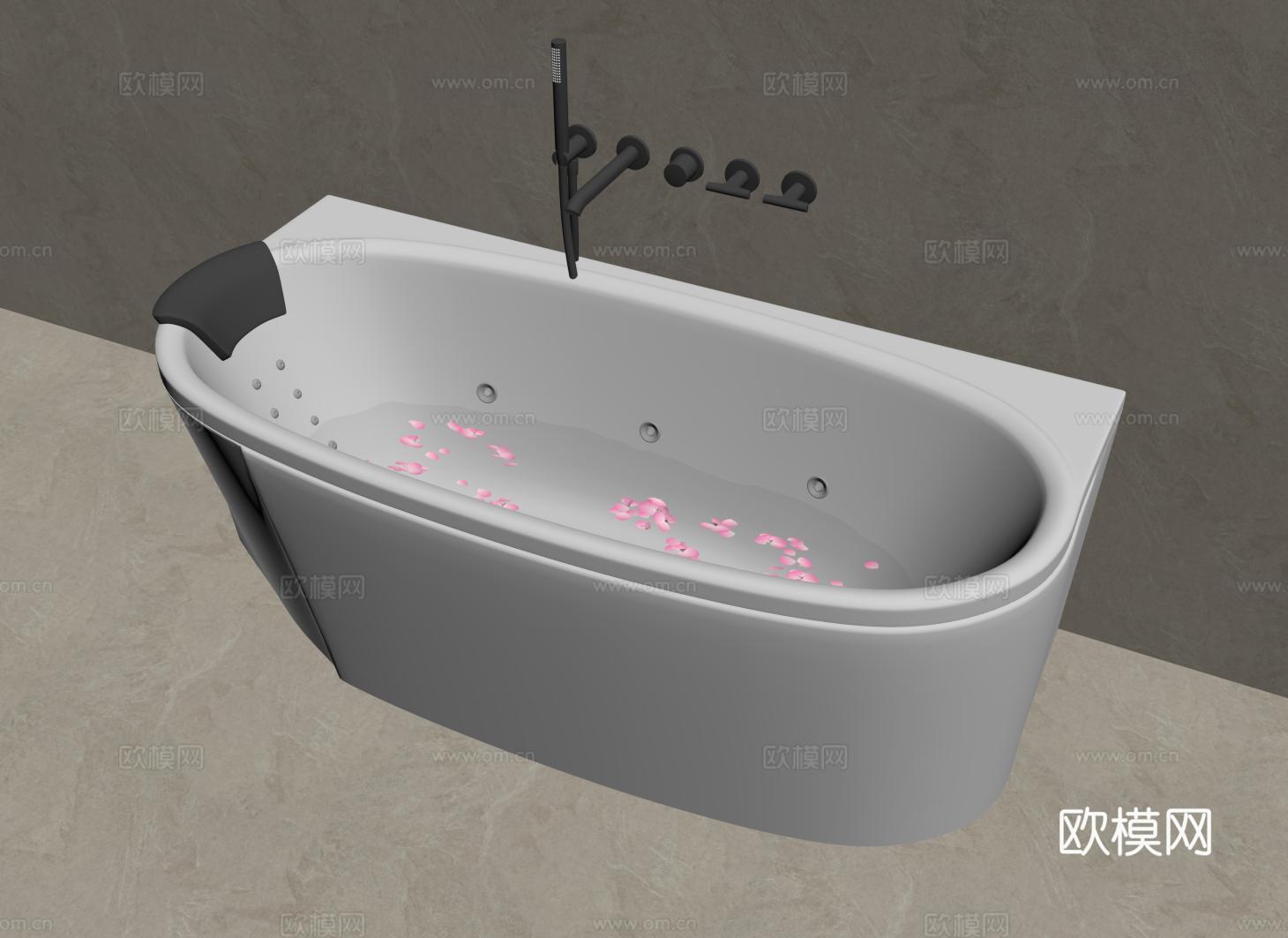 现代长方形浴缸 椭圆浴池 圆弧浴缸 冲浪按摩浴缸su模型