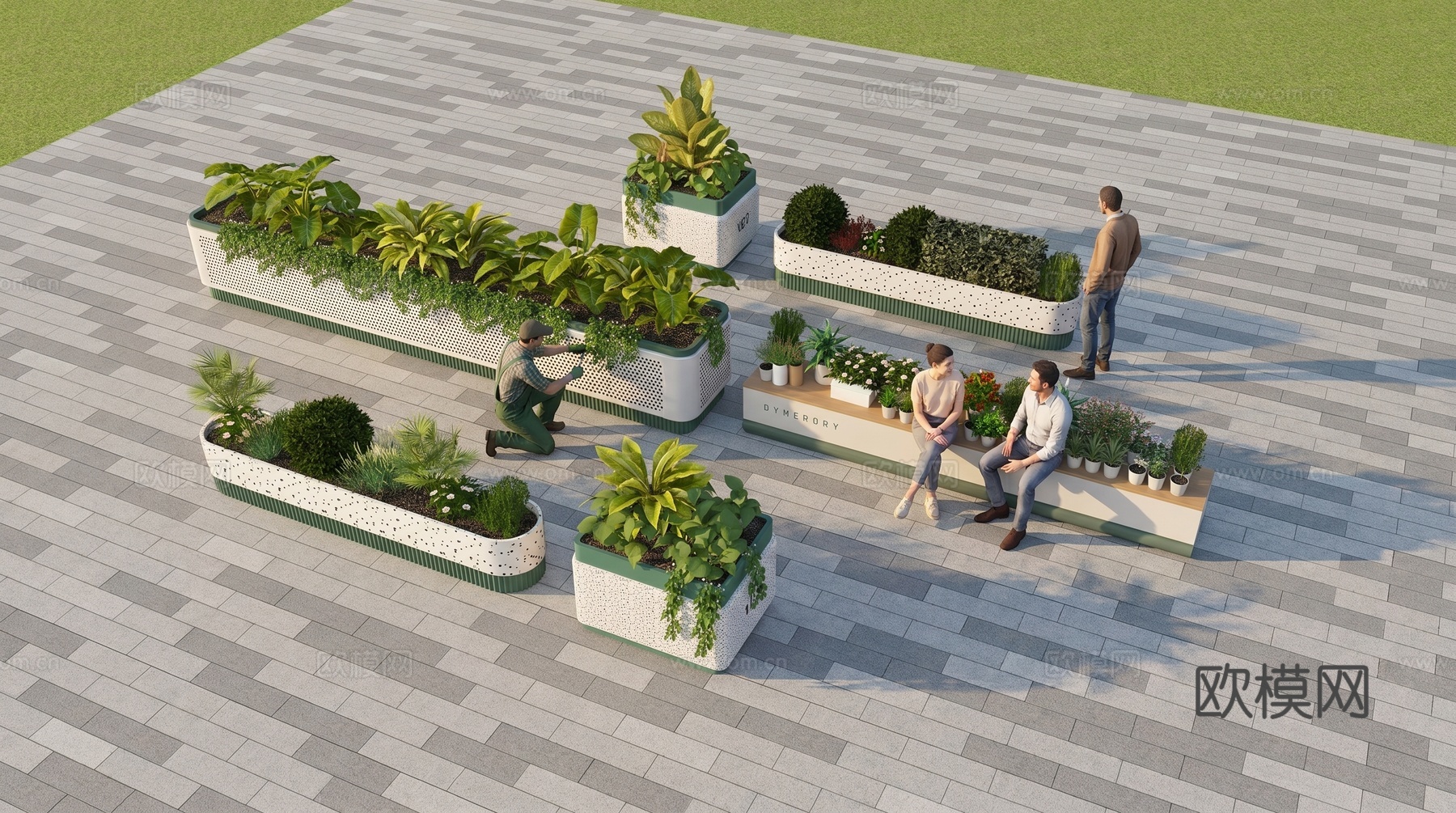 现代花箱  网红花箱   金属花箱  花池su模型