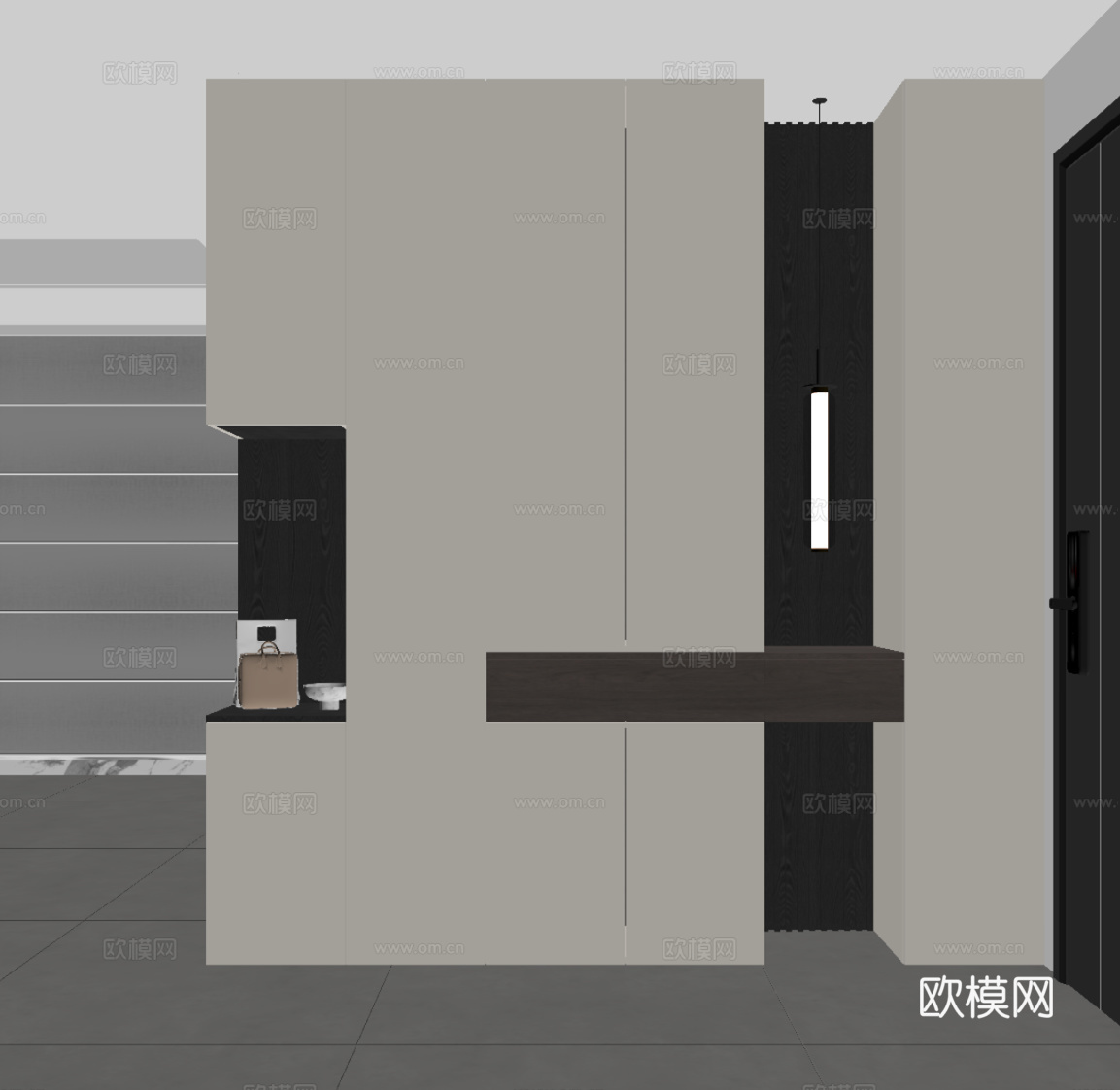 现代意式玄关 玄关柜 鞋柜su模型
