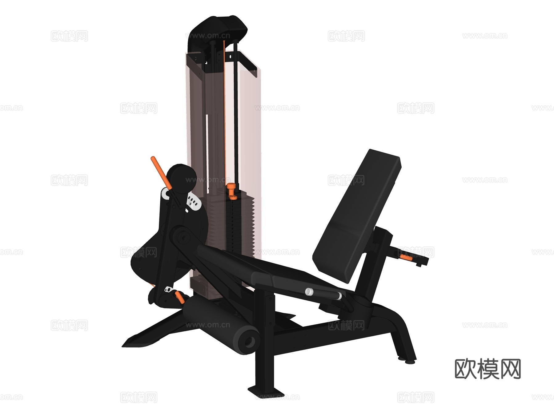运动器材 健身器材 健身房设备 坐式屈腿训练器su模型