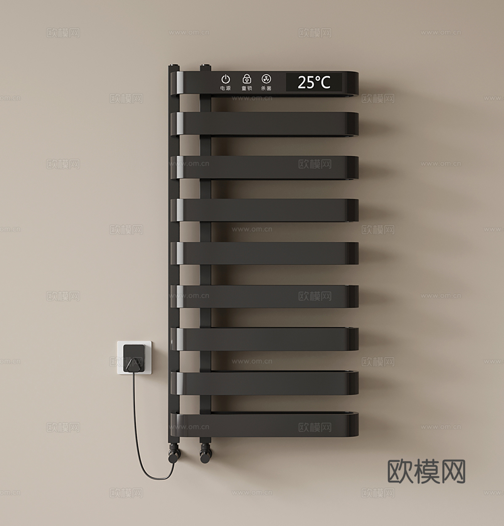 现代电加热毛巾架 热烘浴巾架 浴室热烘干架 小背篓 暖气片su模型