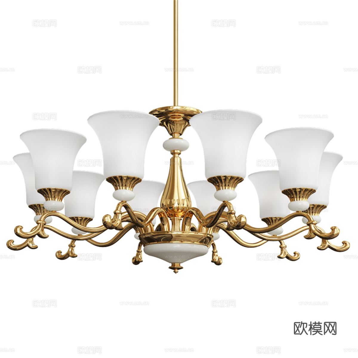 现代简约铜质吊灯_23d模型