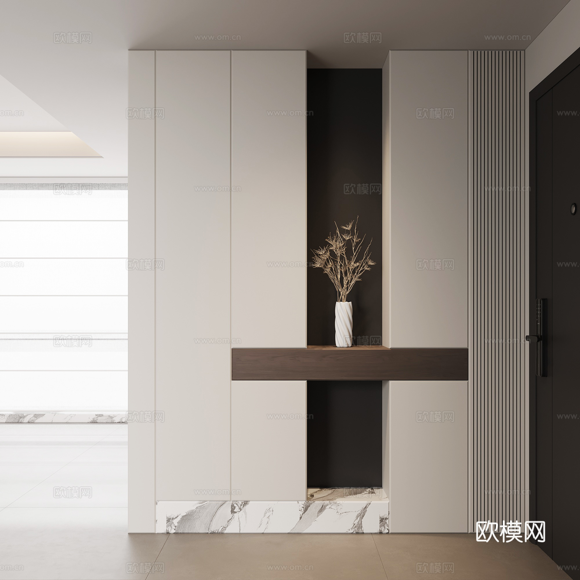 现代意式玄关 玄关柜 鞋柜su模型