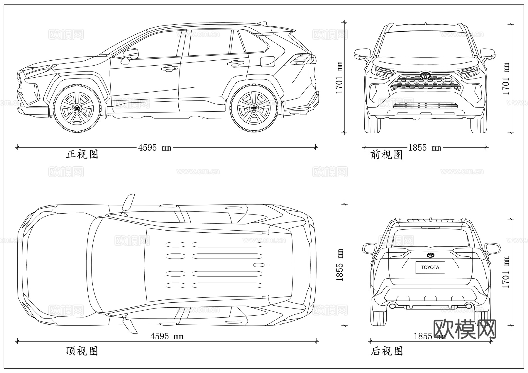 丰田RAV4 双擎RAV4 混动版 荣放双擎SUV 丰田混动cad施工图