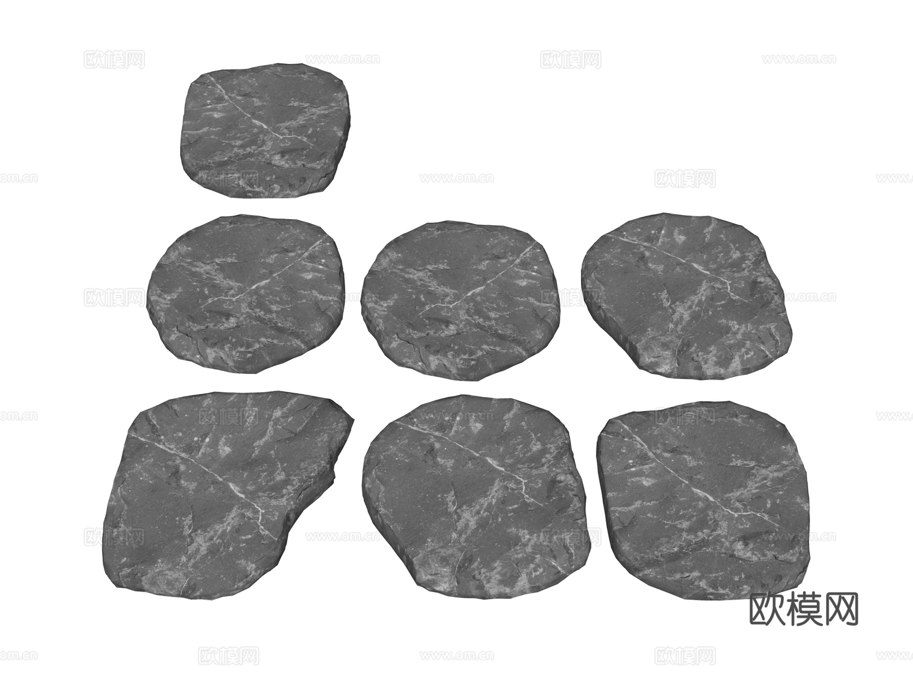 石板 石踏步 汀步 园林景观su模型