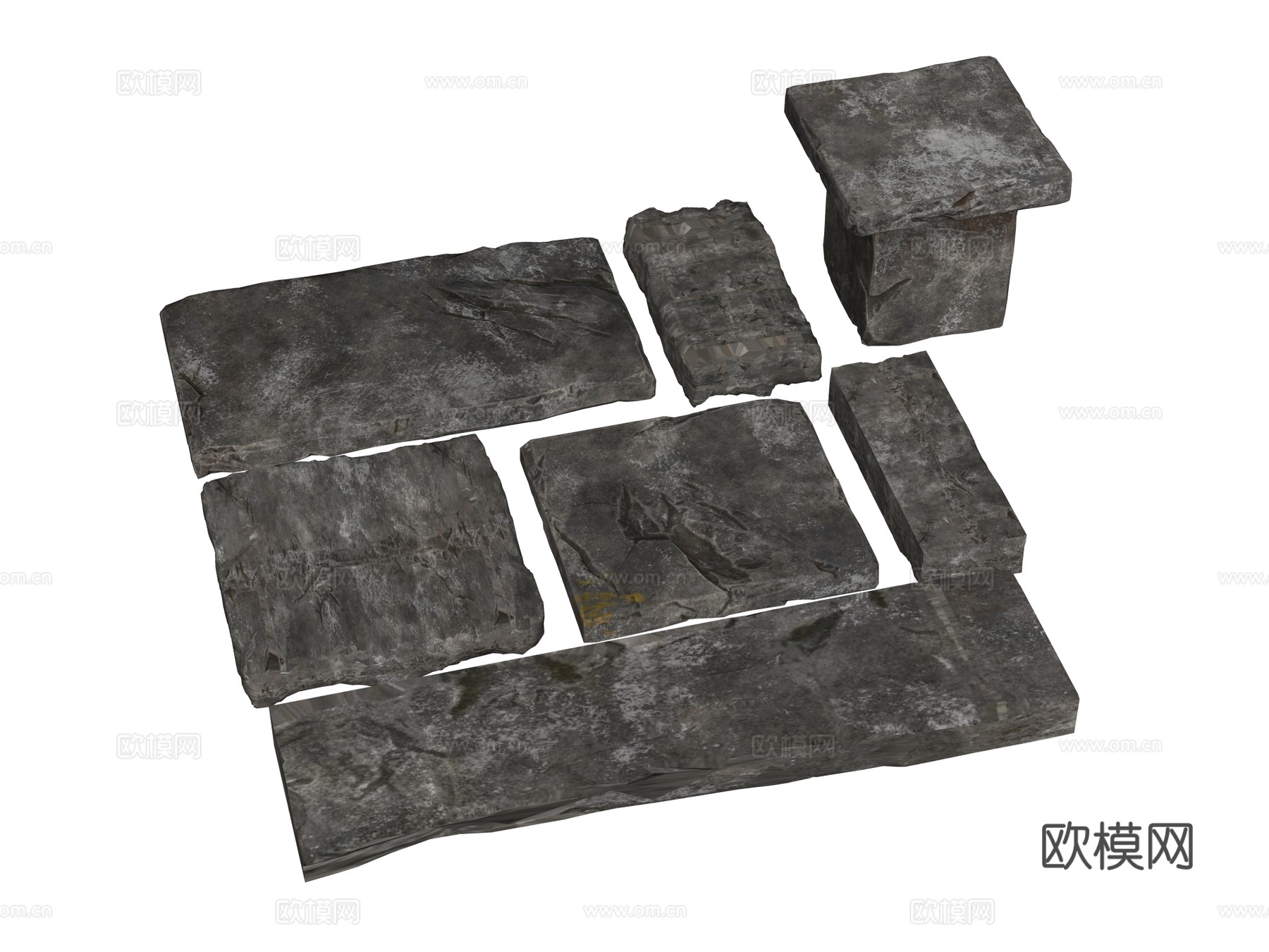 石板 石踏步 汀步 园林景观su模型