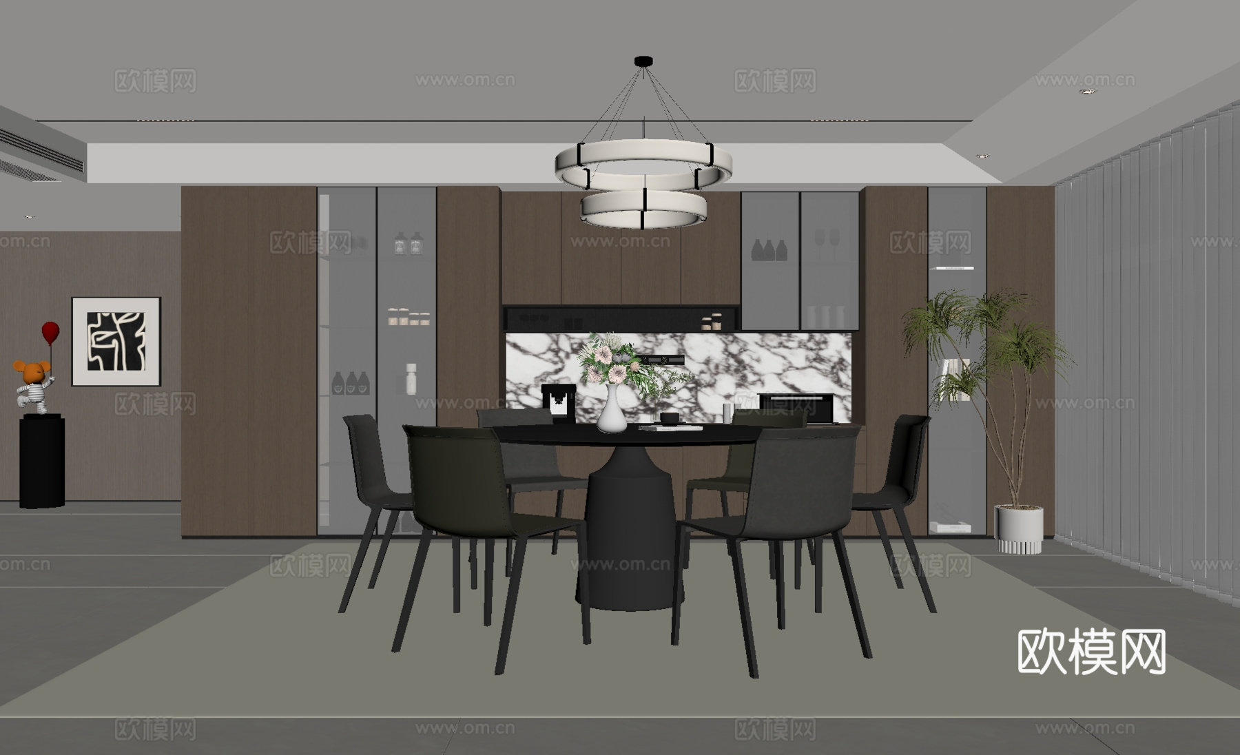 意式餐厅su模型