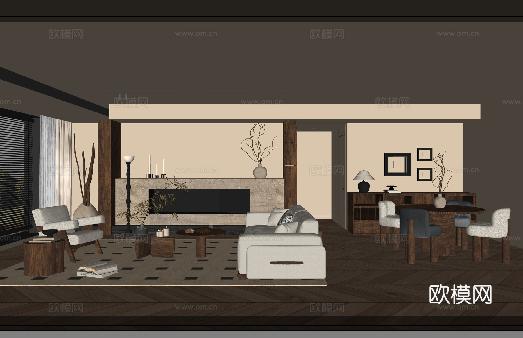 茶室 厨房 客厅 衣帽间su模型