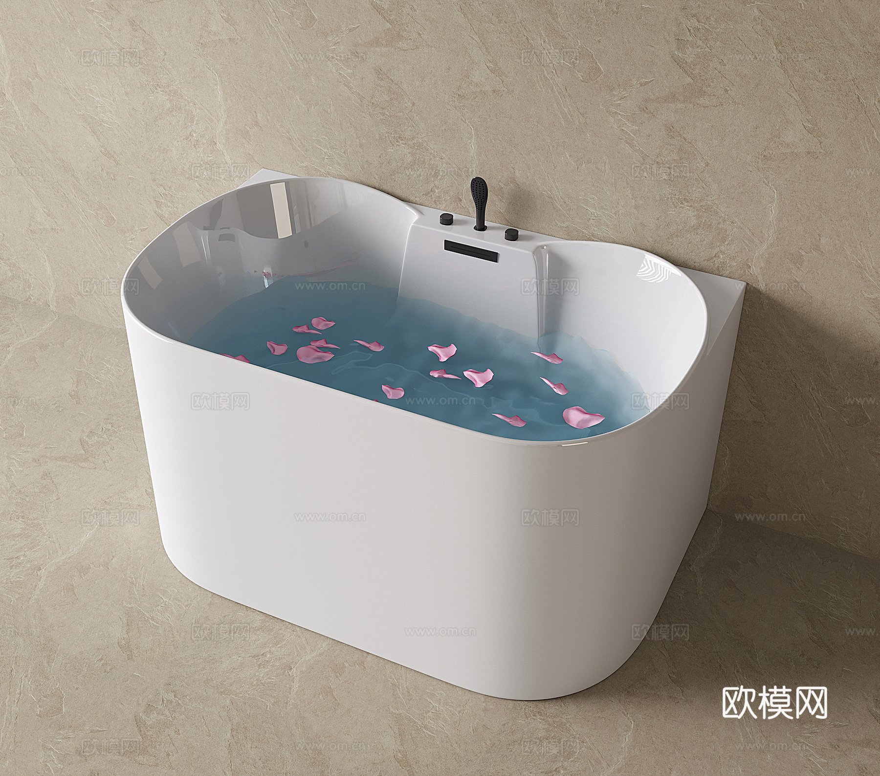 现代椭圆浴池 圆弧浴缸 小型深泡浴缸 浴盆su模型