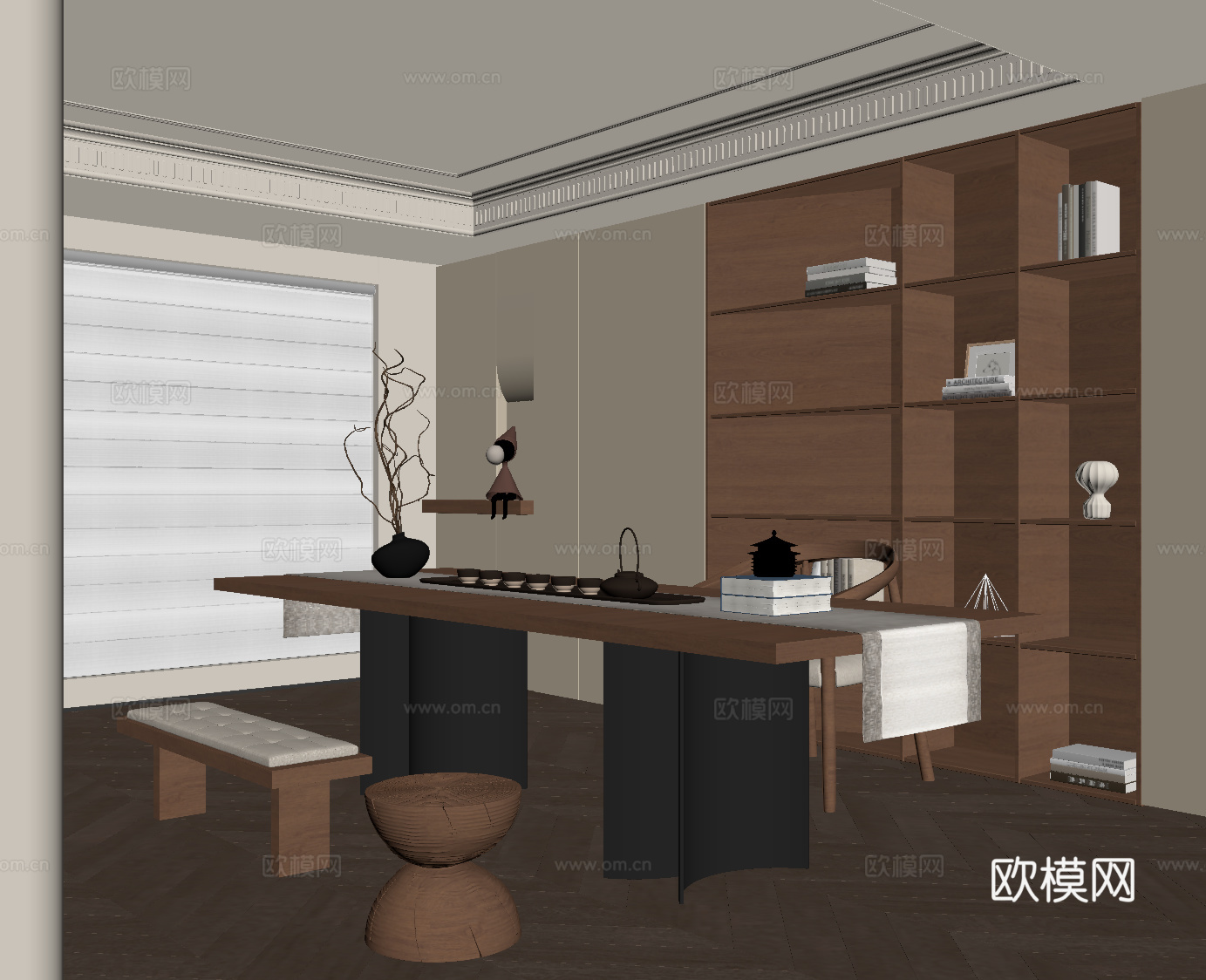 中古茶室 茶桌椅 茶柜su模型su模型