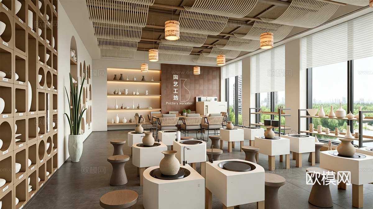 侘寂现代手工坊 侘寂陶艺工坊su模型