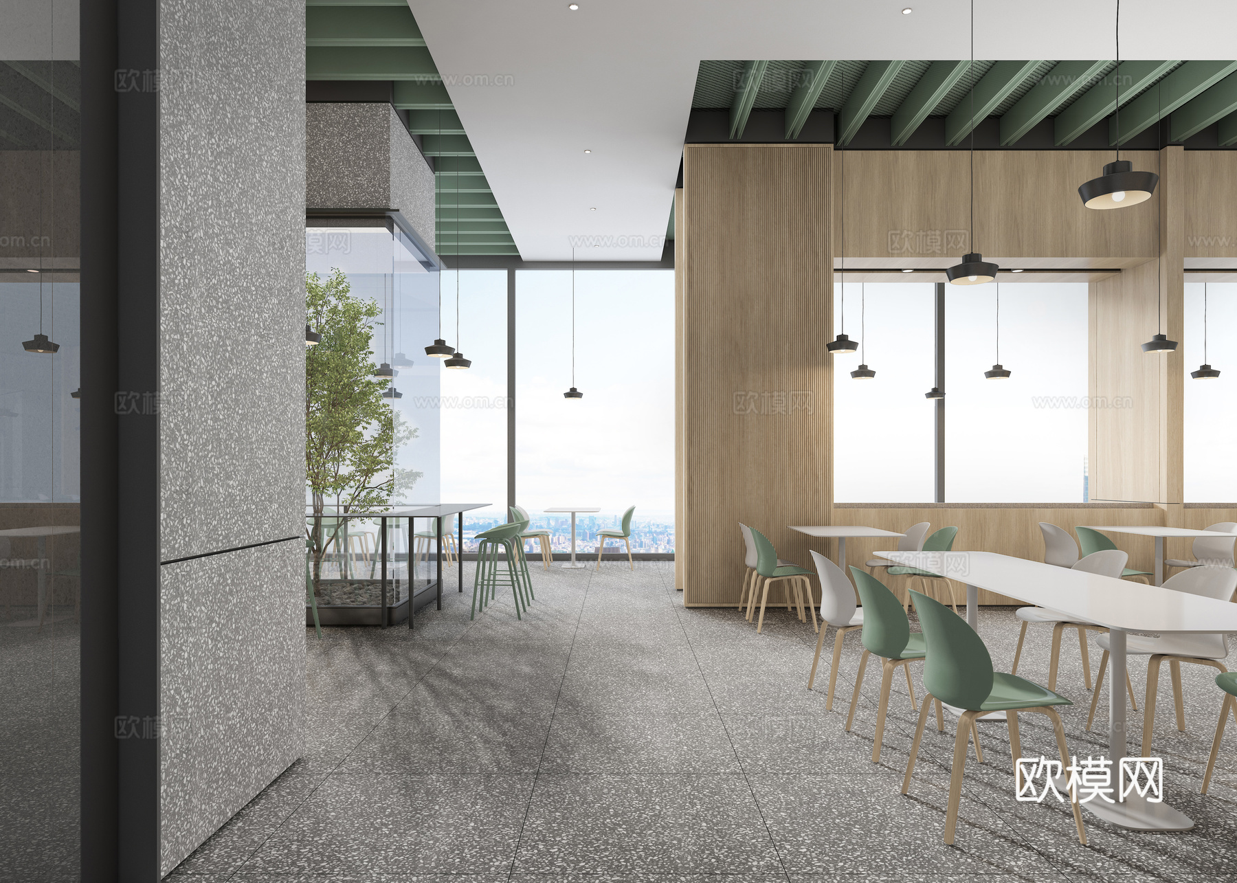 员工餐厅施工图+效果图cad施工图