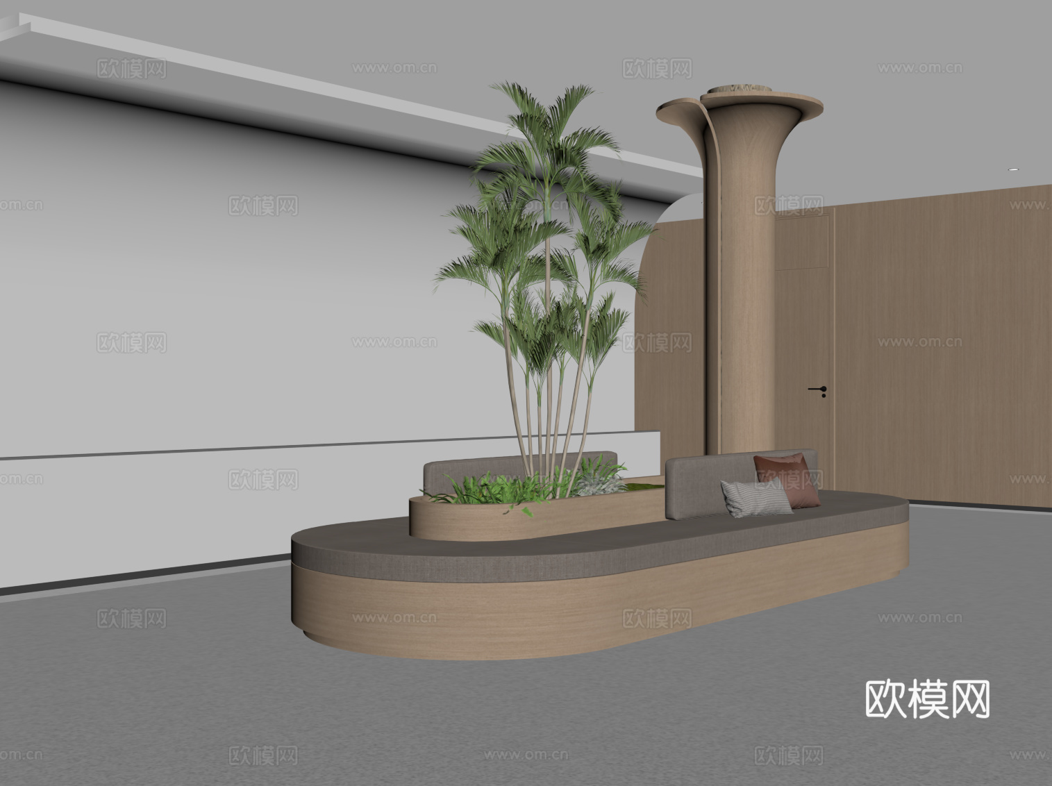 现代景观 卡座 造型柱su模型