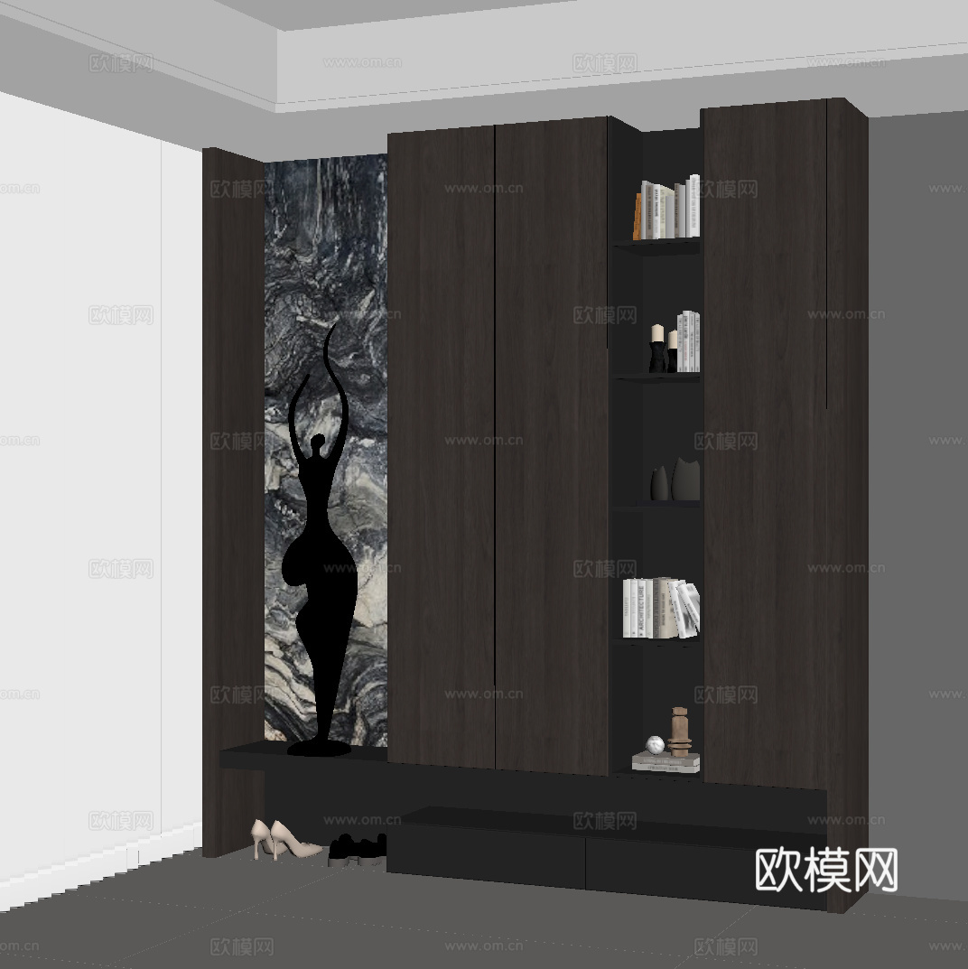 现代意式玄关 鞋柜su模型