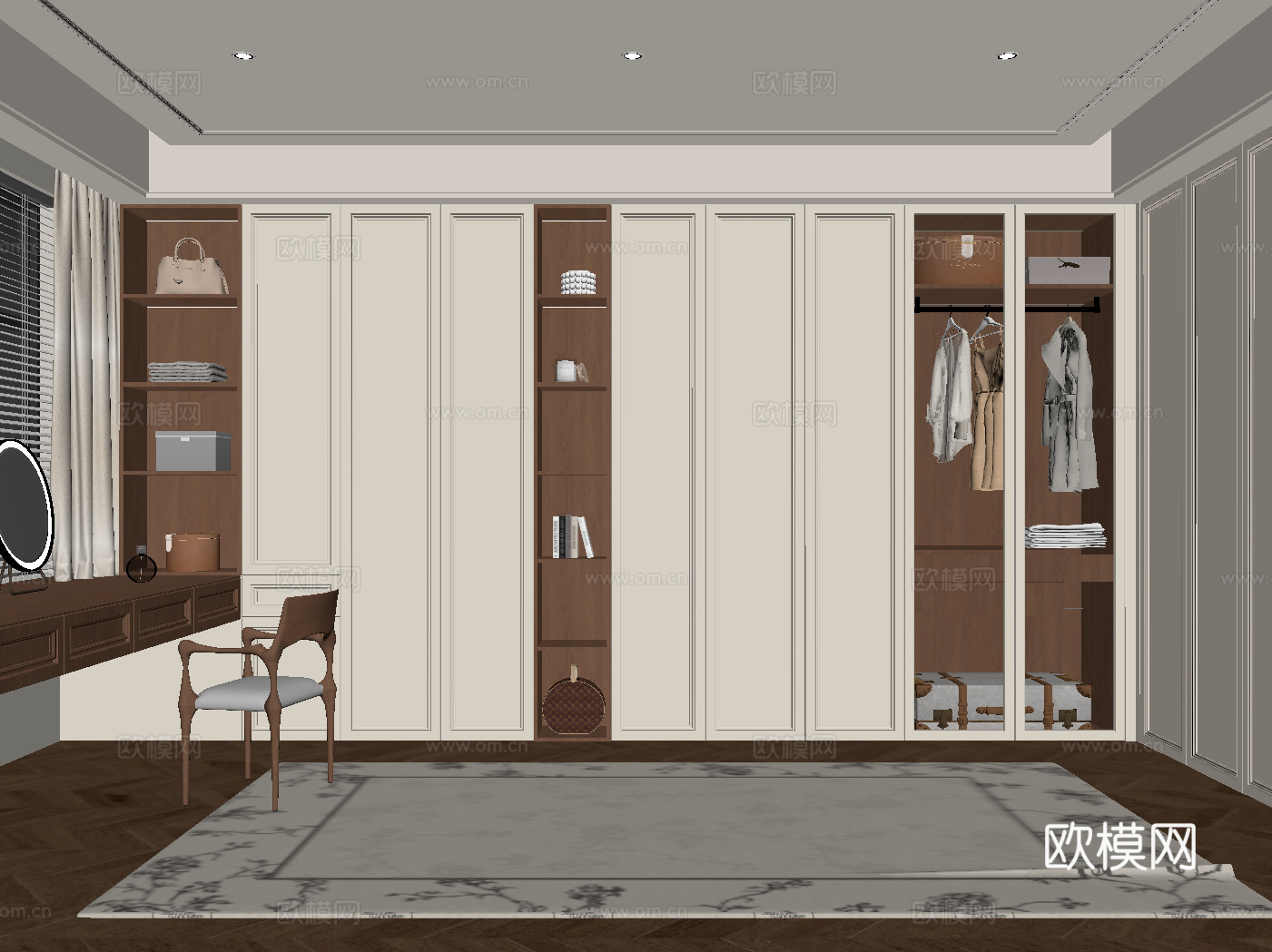 中古风衣帽间su模型