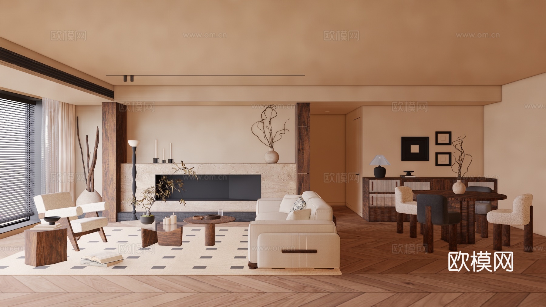 茶室 厨房 客厅 衣帽间su模型