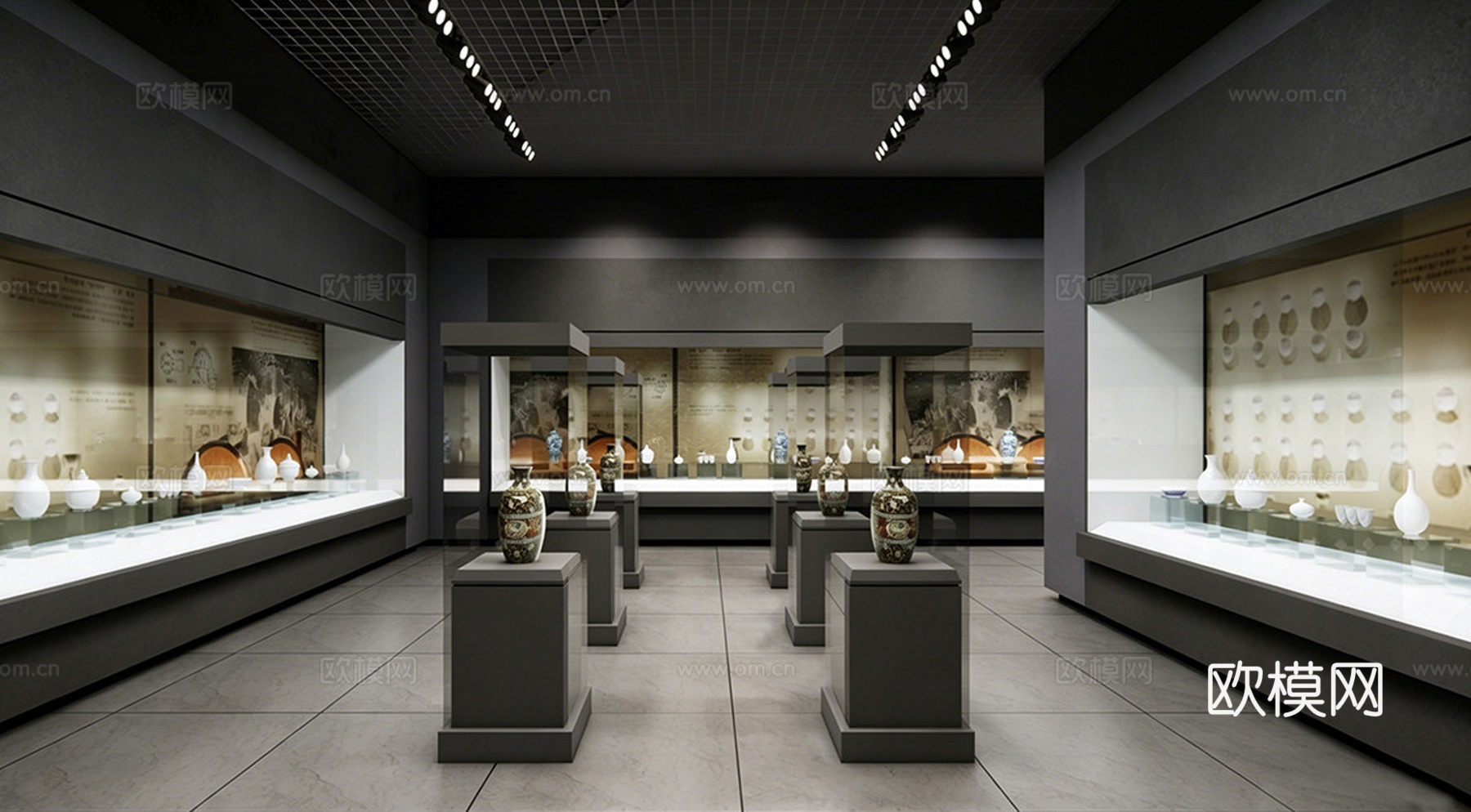 现代陶瓷博物馆 文化展厅 文化博物馆su模型