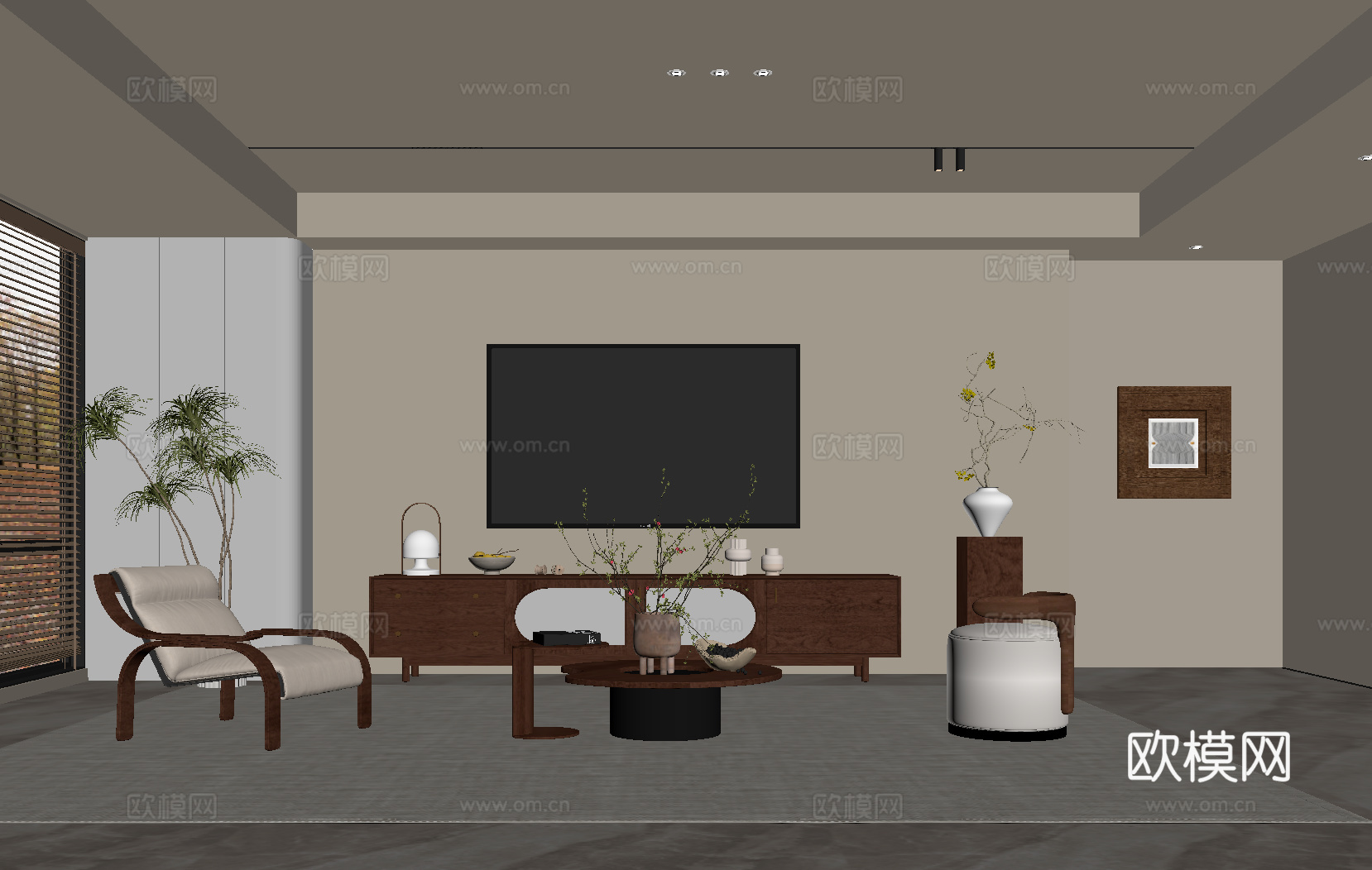 中古风客厅su模型