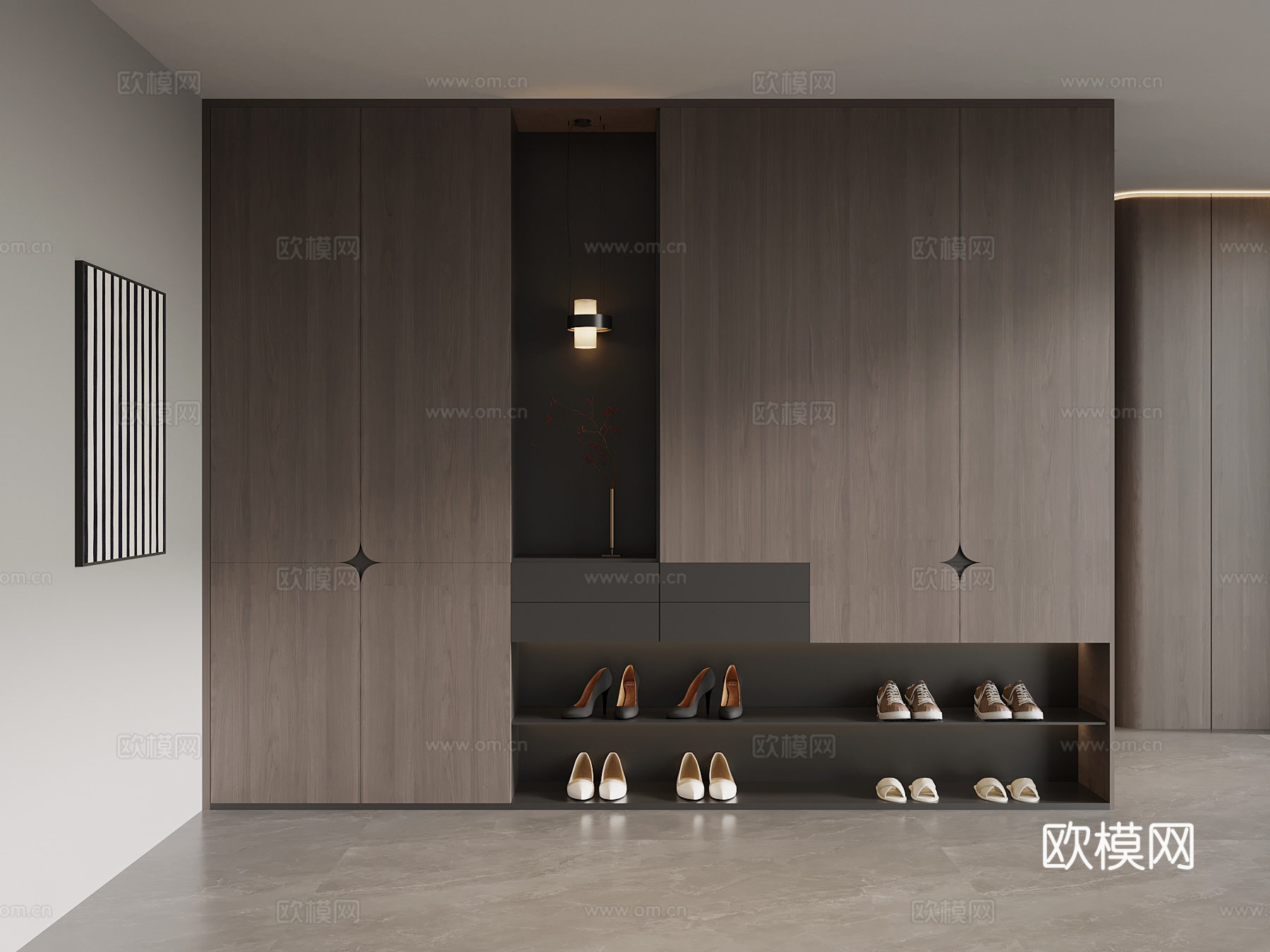 现代意式玄关 鞋柜su模型