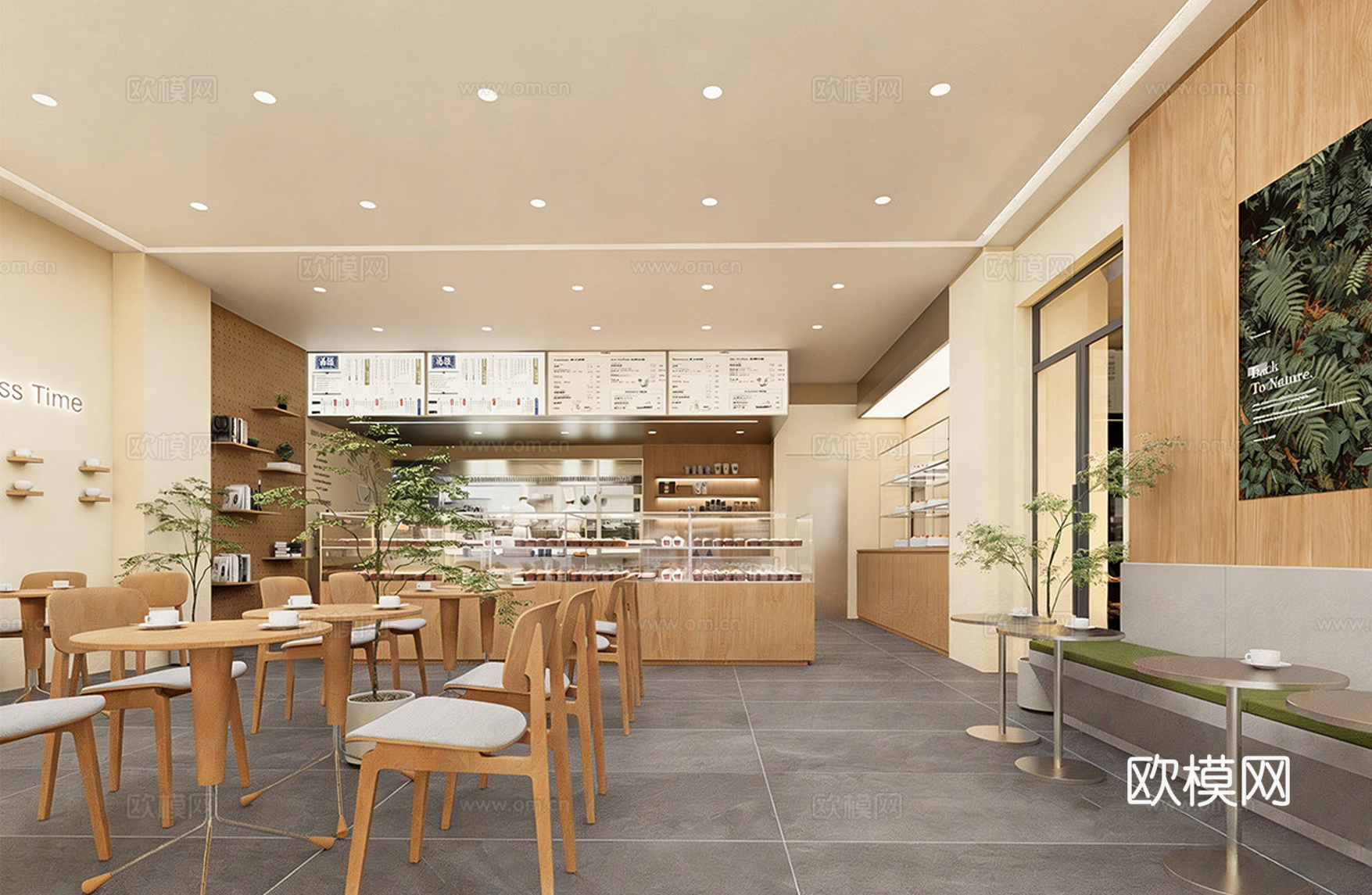 现代咖啡厅 水吧台前台 咖啡餐桌椅su模型