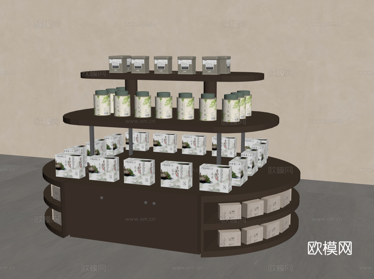 现代展示柜 茶叶柜su模型