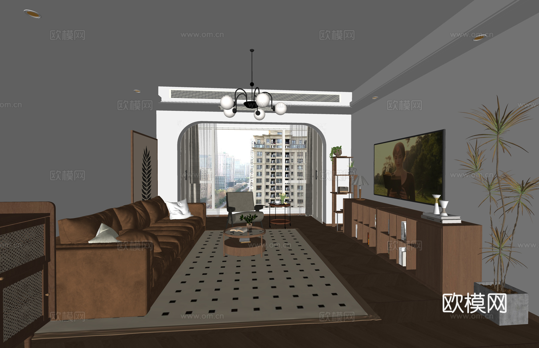 家装 门窗 厨房 客厅su模型