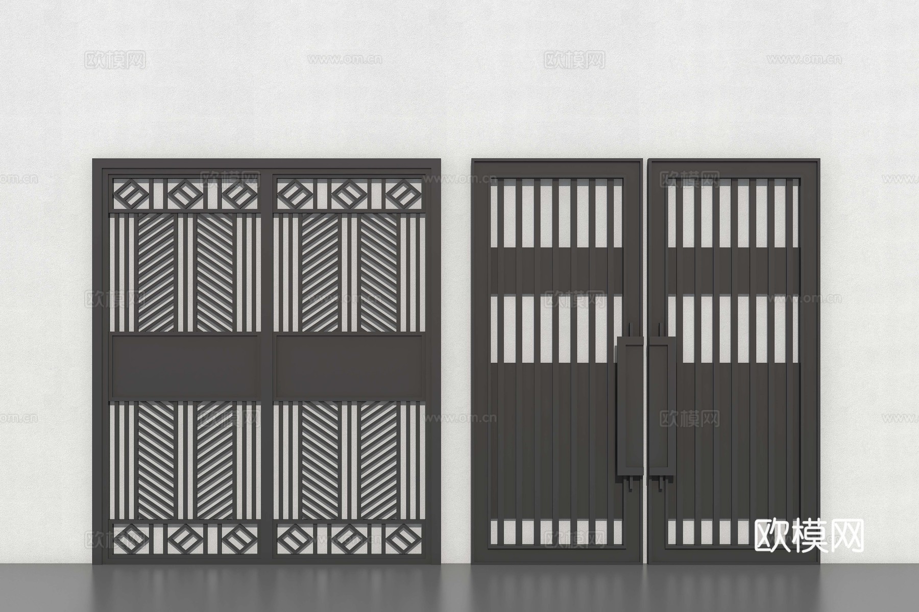 双开门 入户门su模型