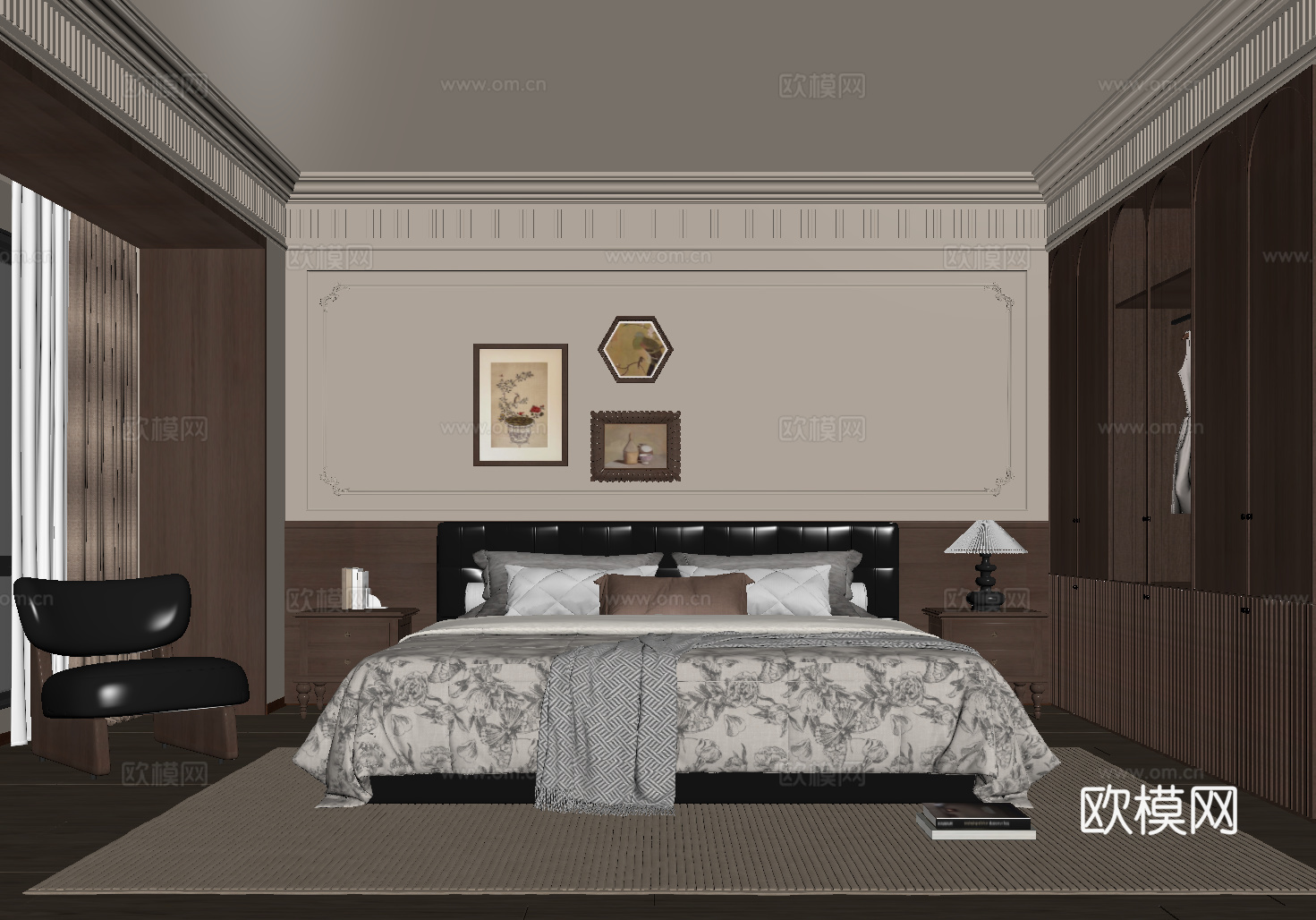 法式中古卧室su模型