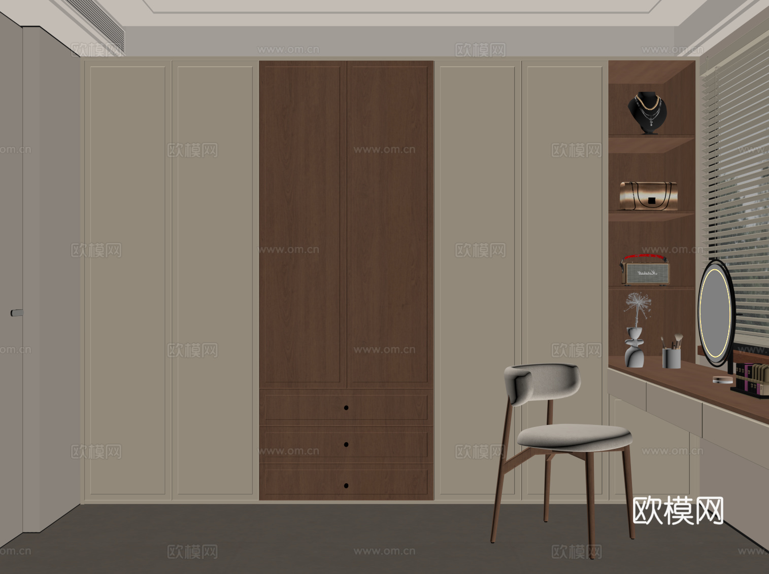 中古衣帽间  书房su模型
