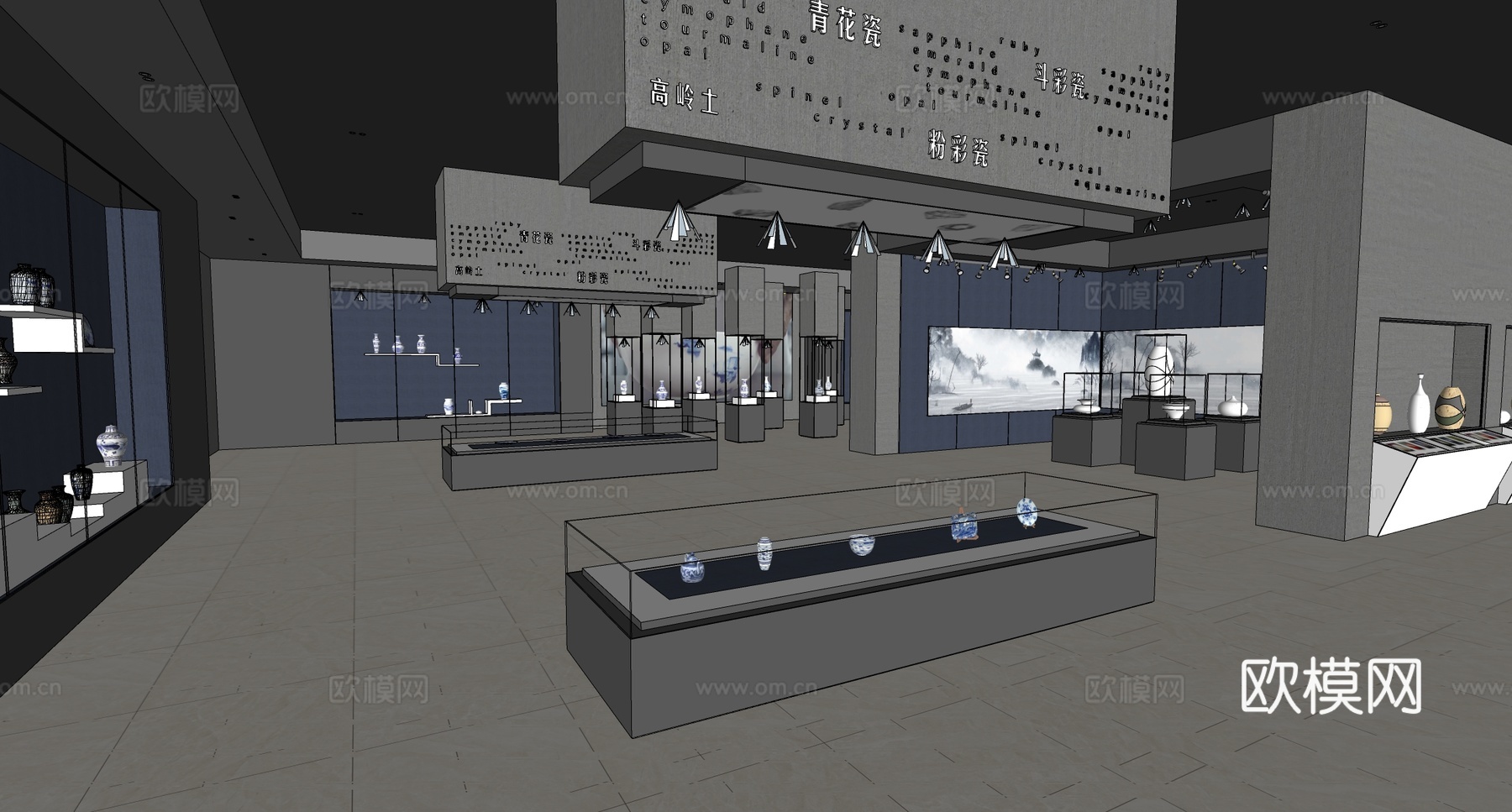 现代博物馆 陶瓷博物馆 文化展厅su模型