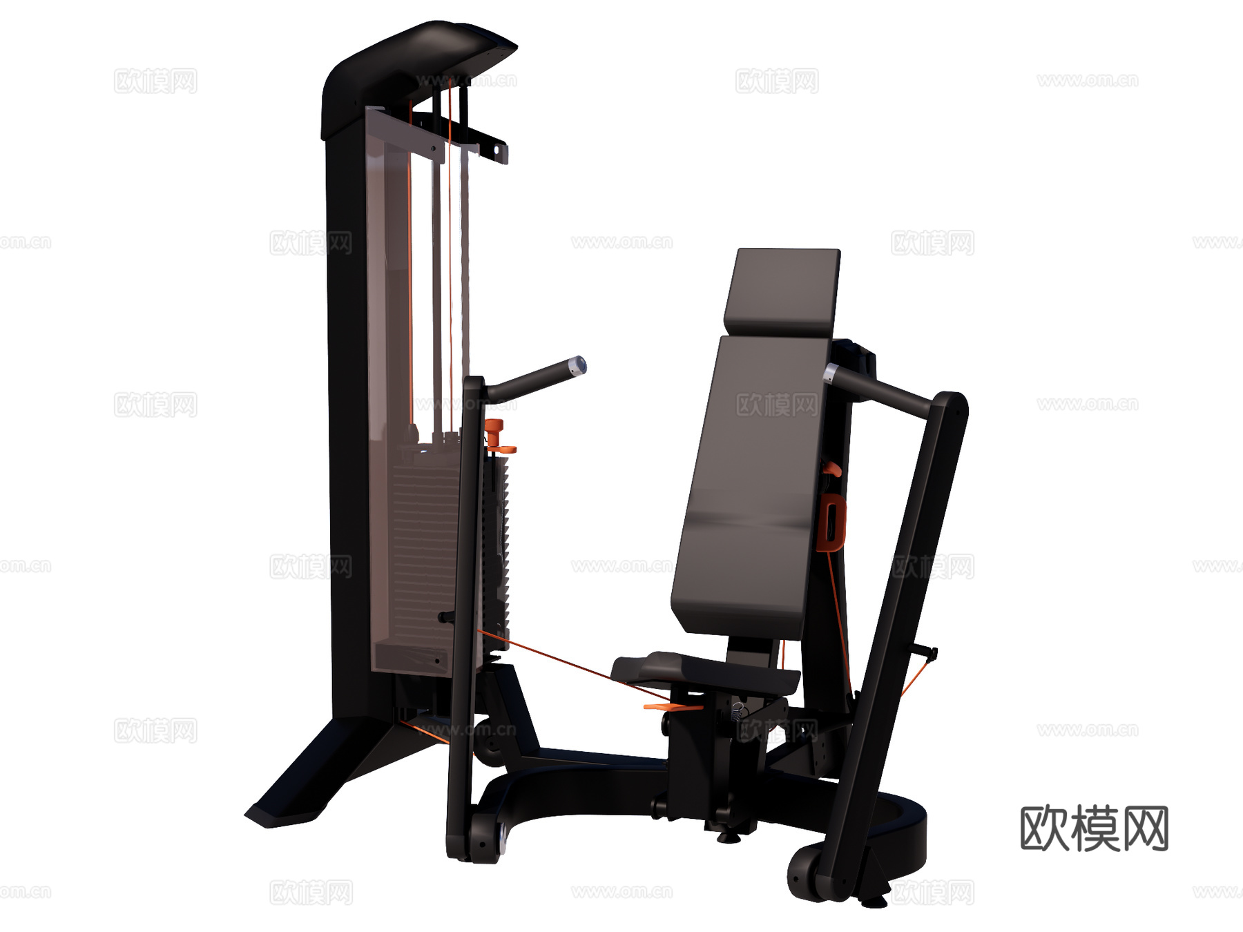 运动器材 健身器材 健身房设备 坐姿推胸器su模型