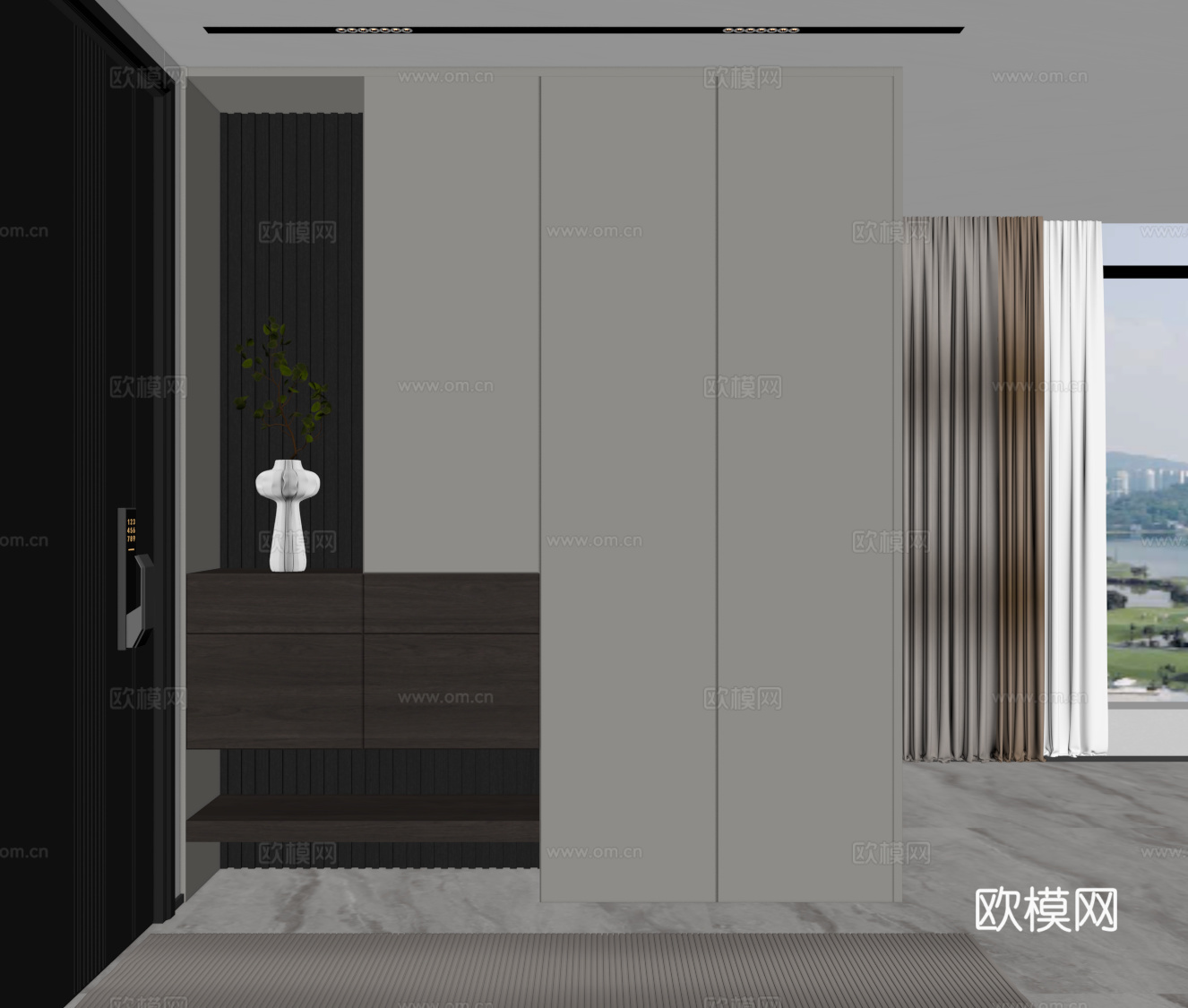 现代意式玄关 鞋柜su模型