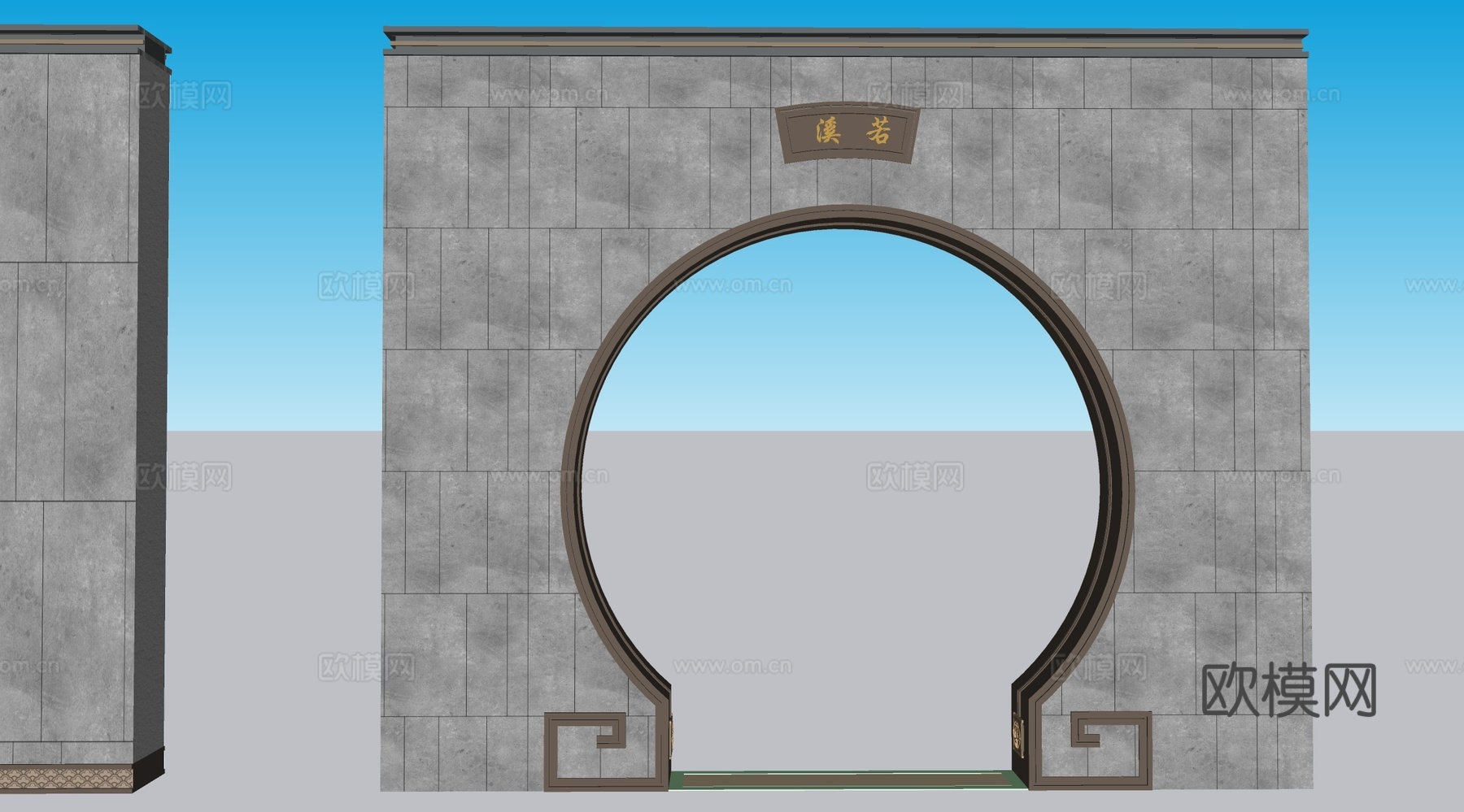 新中式月洞门su模型