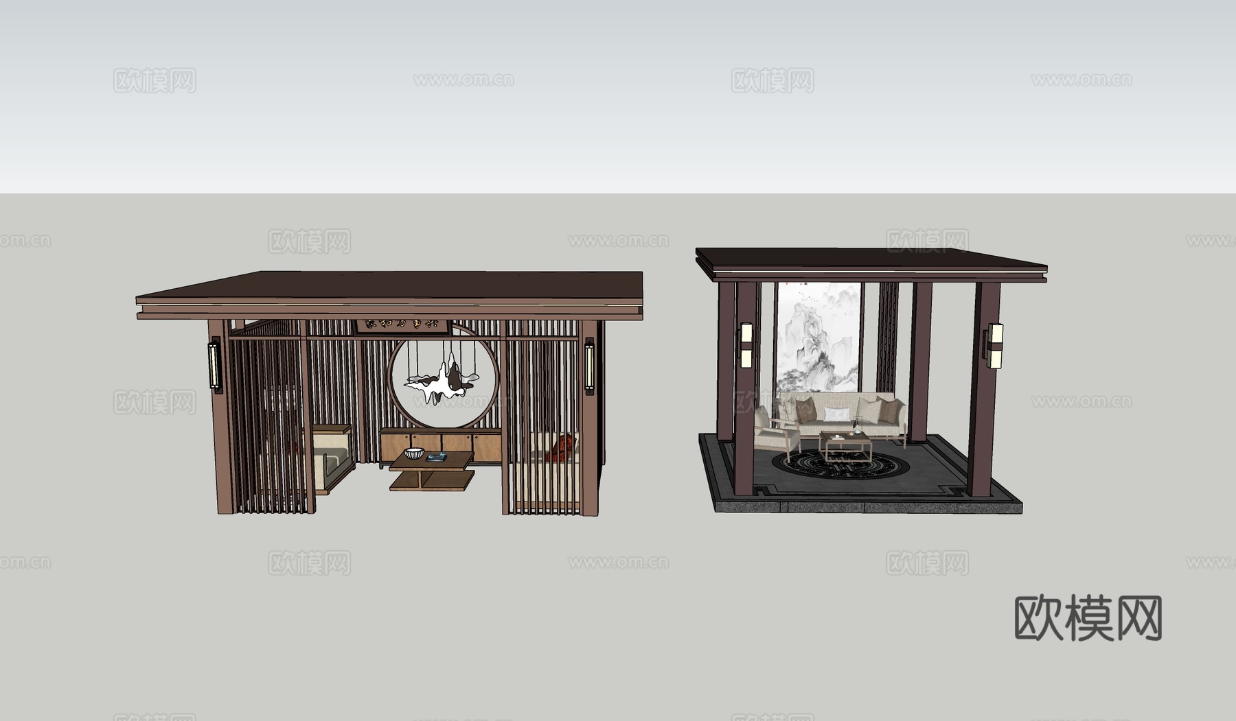 新中式凉亭su模型