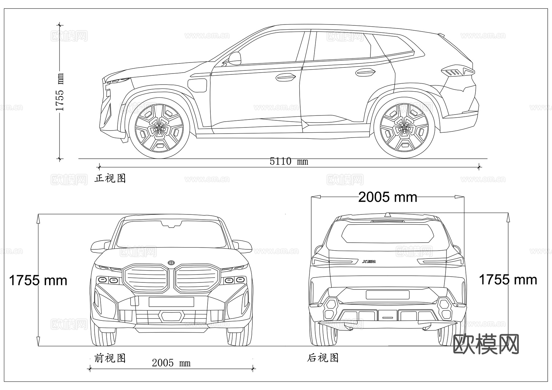宝马旗舰SUV 宝马高性能SUV 宝马旗舰座驾 宝马豪华SUcad施工图