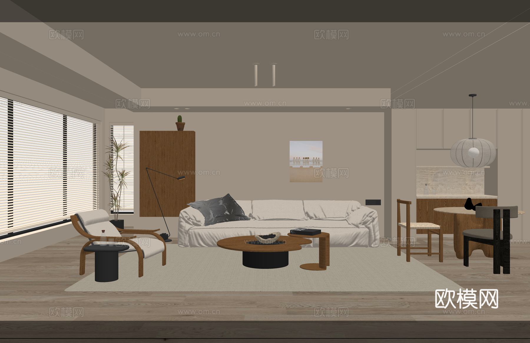 茶室 厨房 衣帽间 客厅 客餐厅 阳台su模型