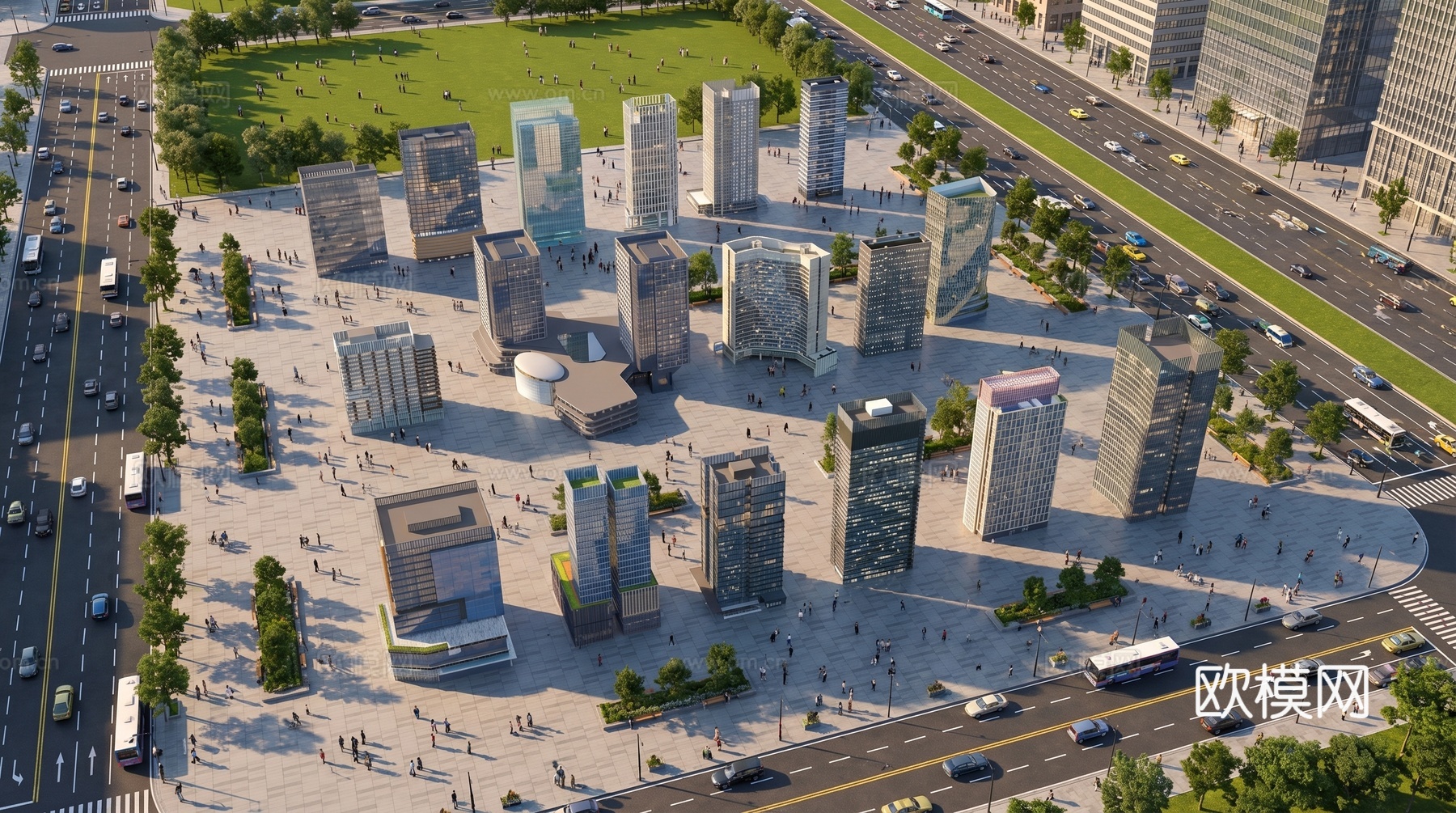 现代高楼大厦  写字楼  办公楼  建筑外观su模型