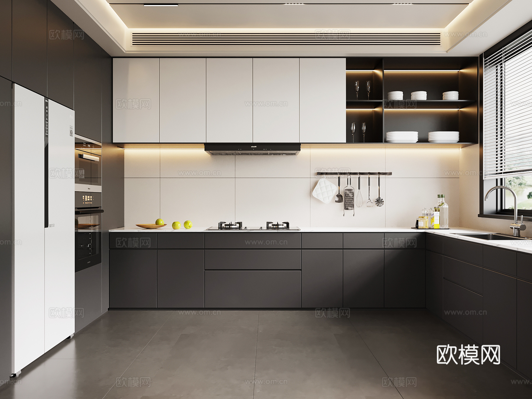 现代意式厨房su模型