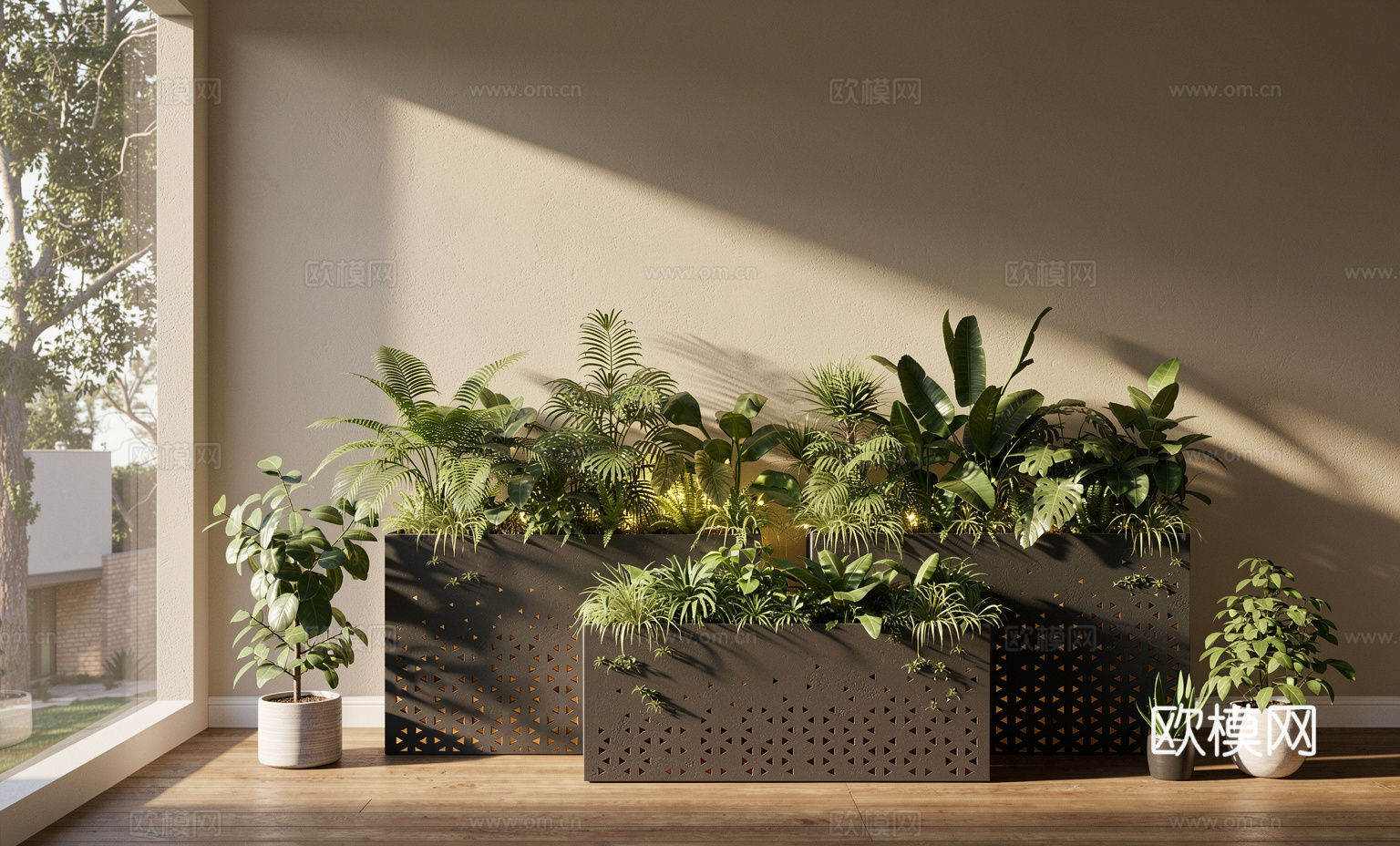 现代花箱  网红花箱su模型