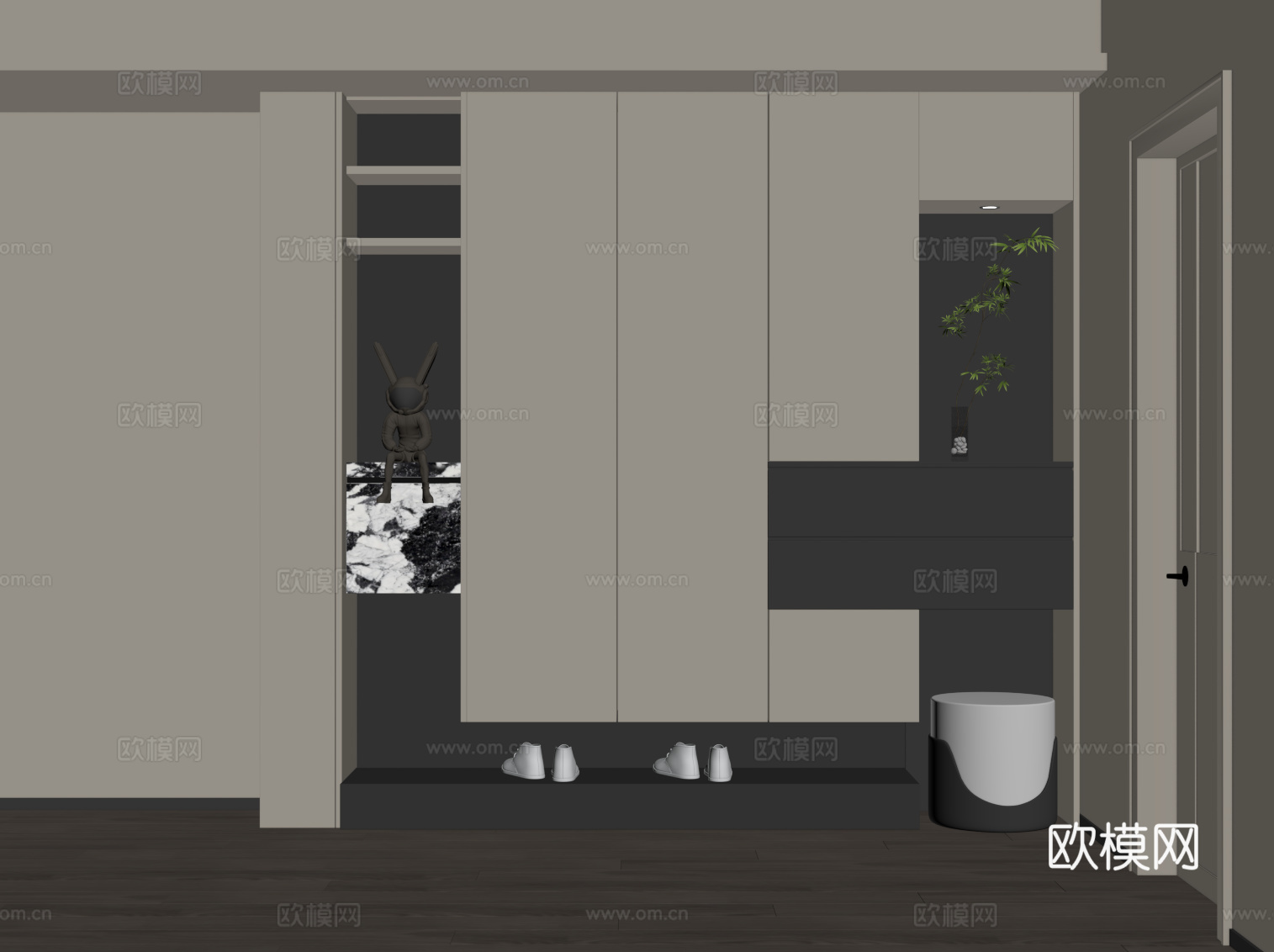 现代玄关 入户鞋柜su模型