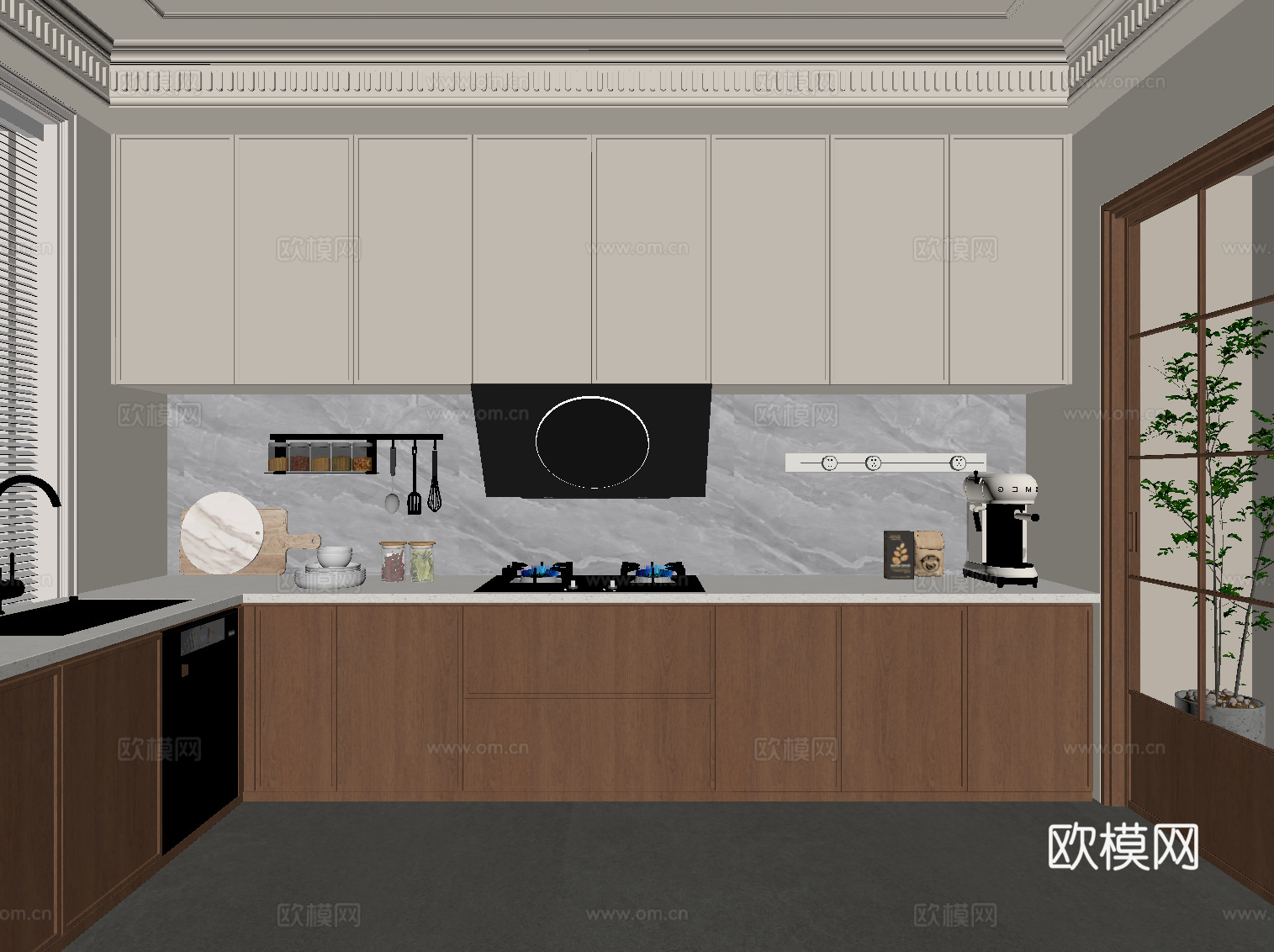 中古风厨房su模型