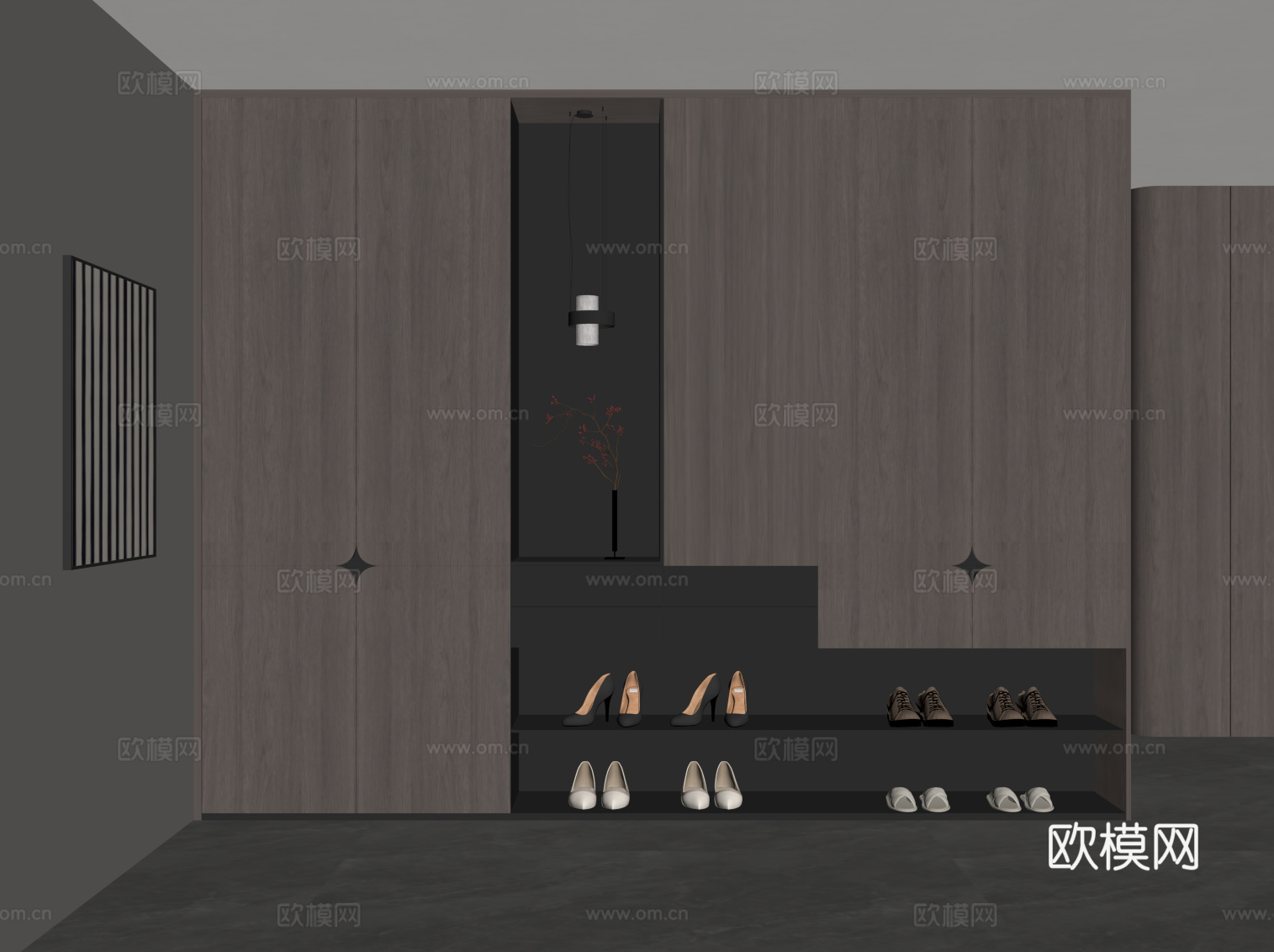 现代意式玄关 鞋柜su模型
