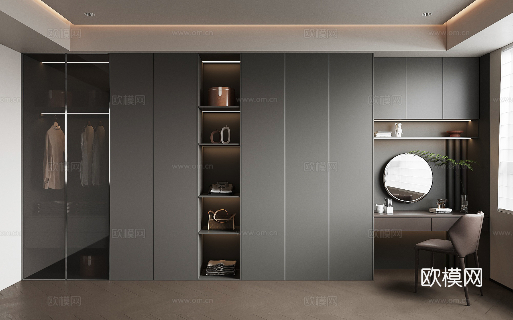 现代意式衣帽间su模型
