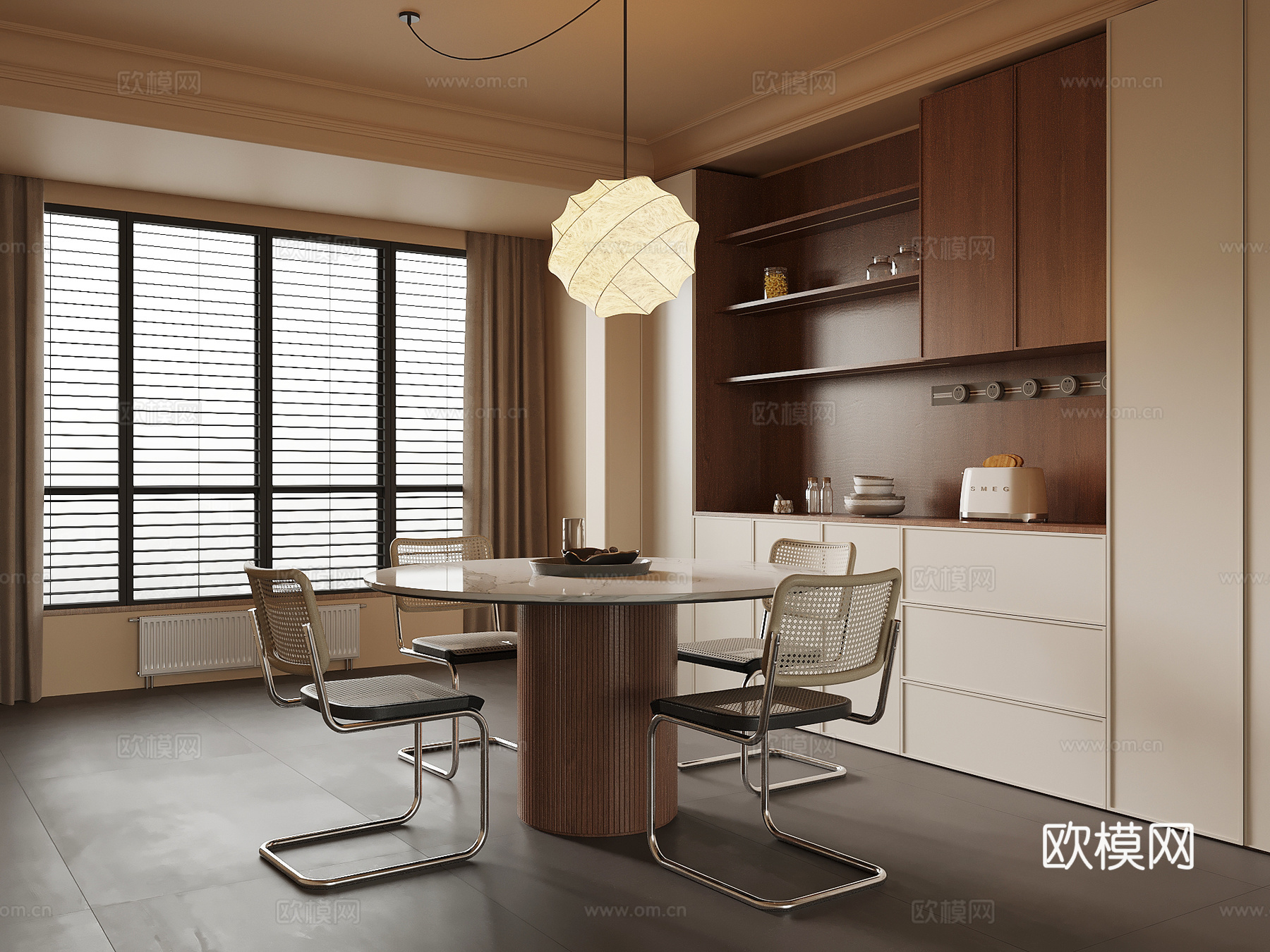 中古风餐厅su模型