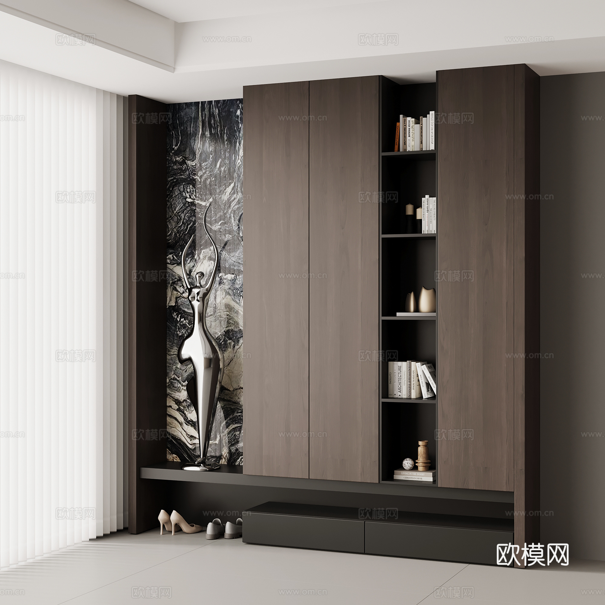 现代意式玄关 鞋柜su模型