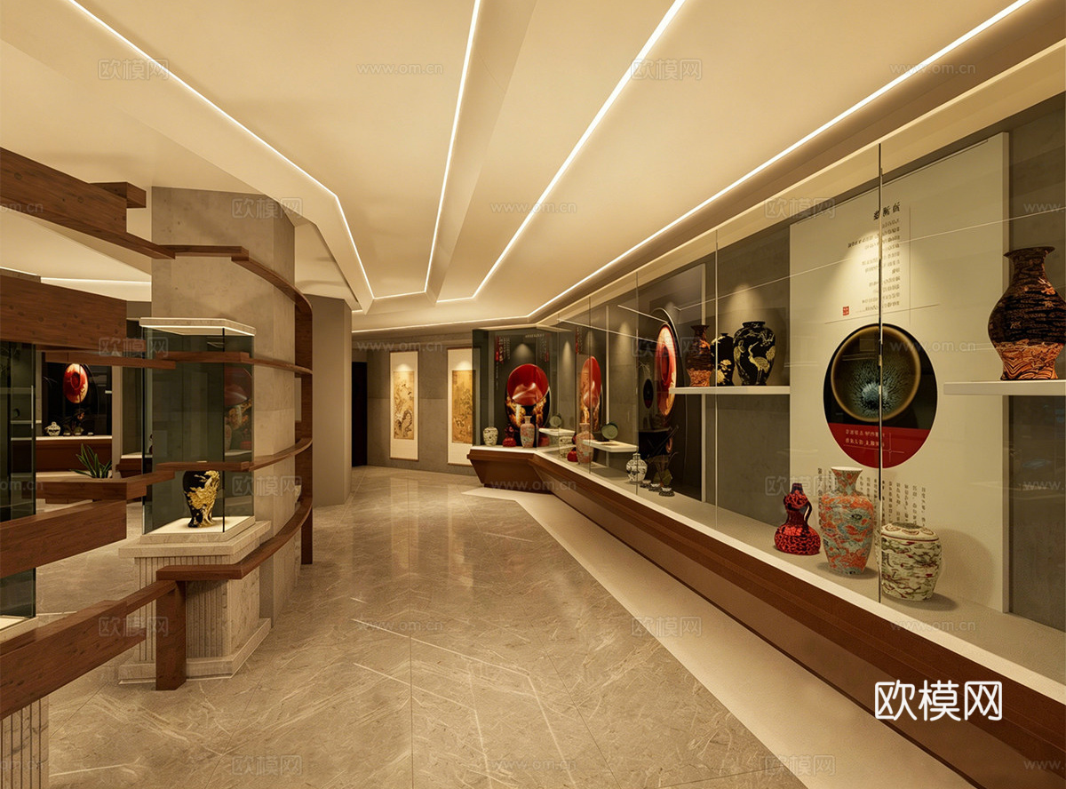 现代陶瓷展厅 瓷器展厅 青瓷展厅 文化展厅su模型
