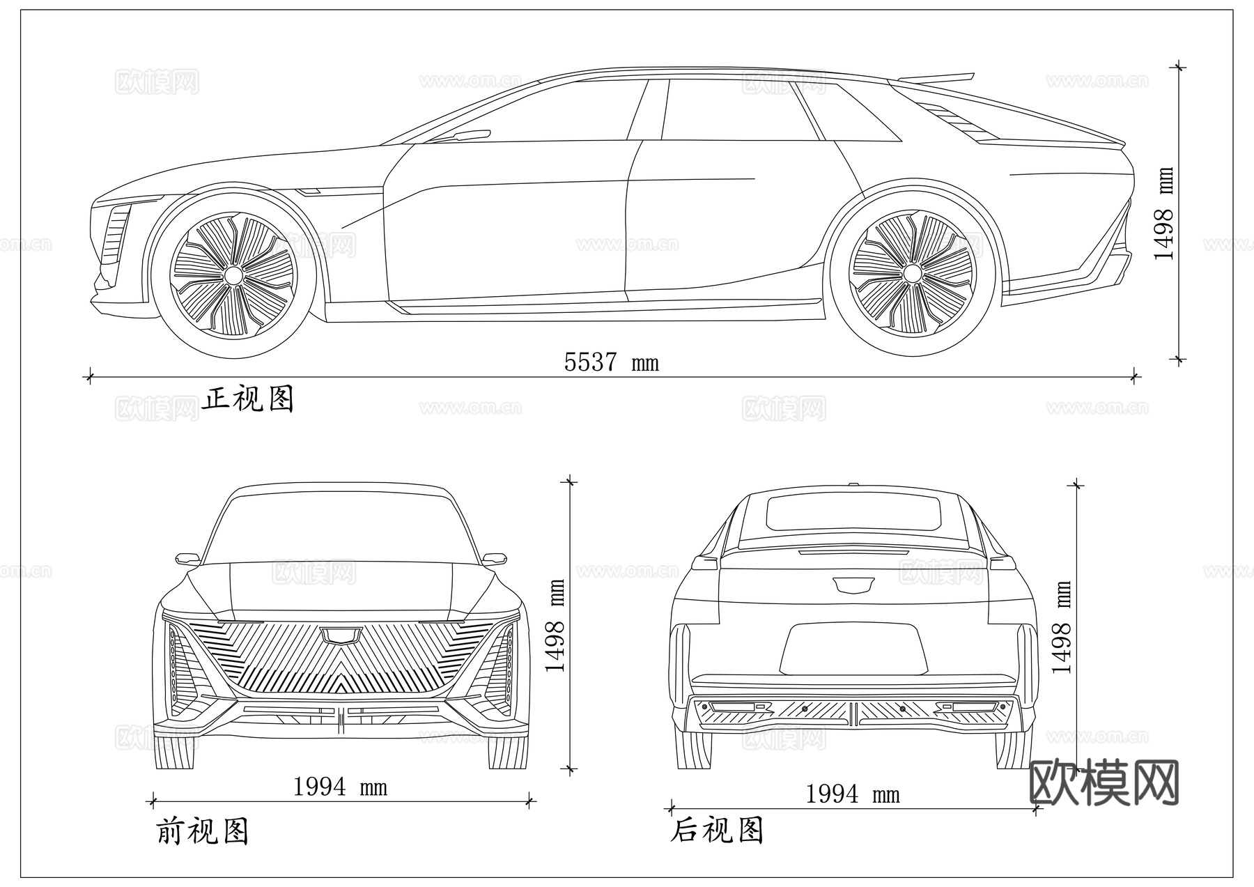 凯迪拉克赛雷斯蒂 凯迪拉克天界 纯电旗舰轿跑 美式手工超豪cad施工图cad施工图