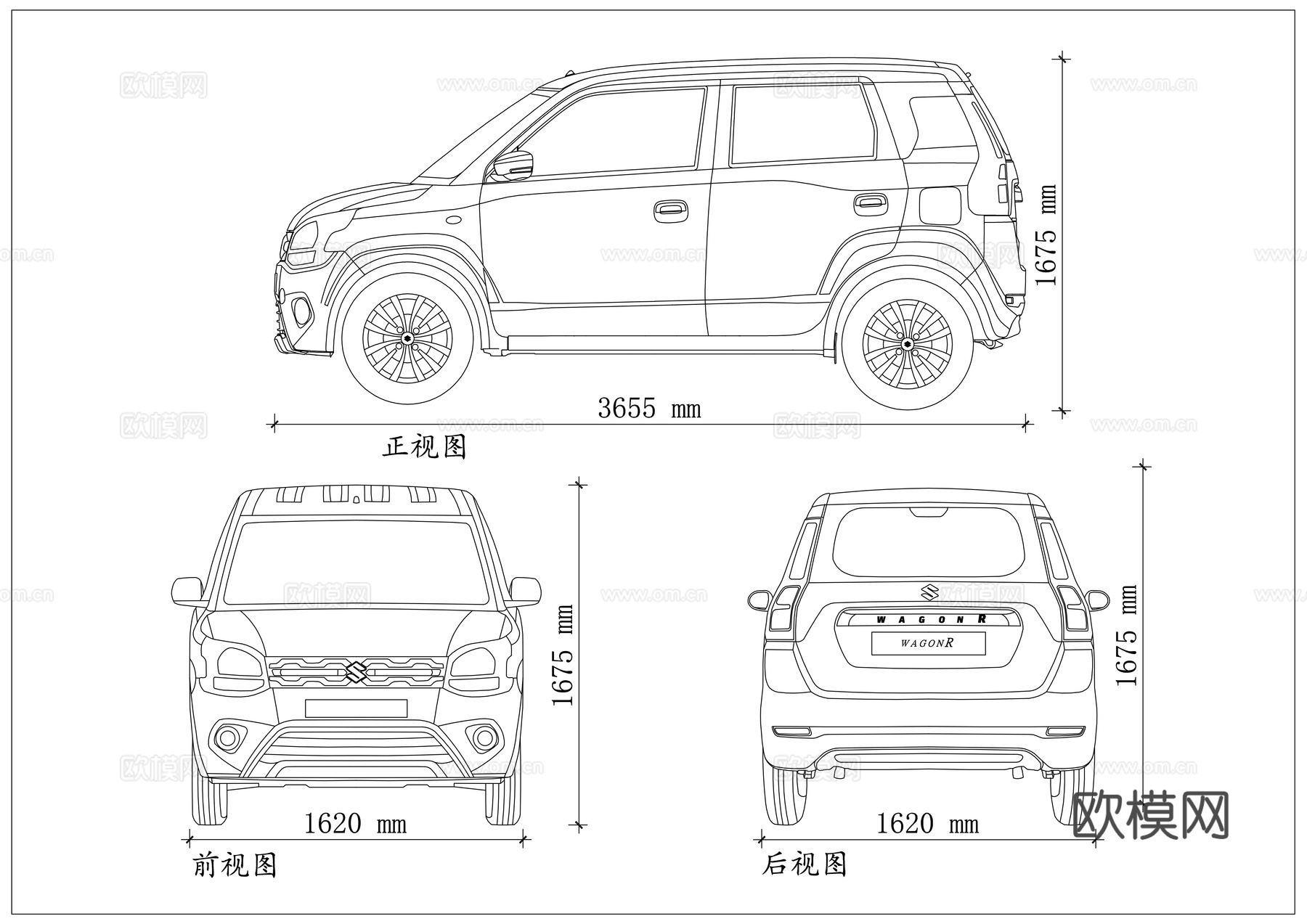 铃木浪迪R 日式面包王 小埃尔法 四驱微面神车 昌河铃木浪迪cad施工图