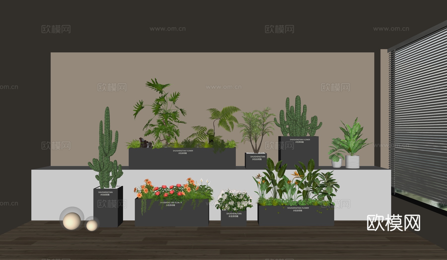 现代花箱  网红花箱su模型