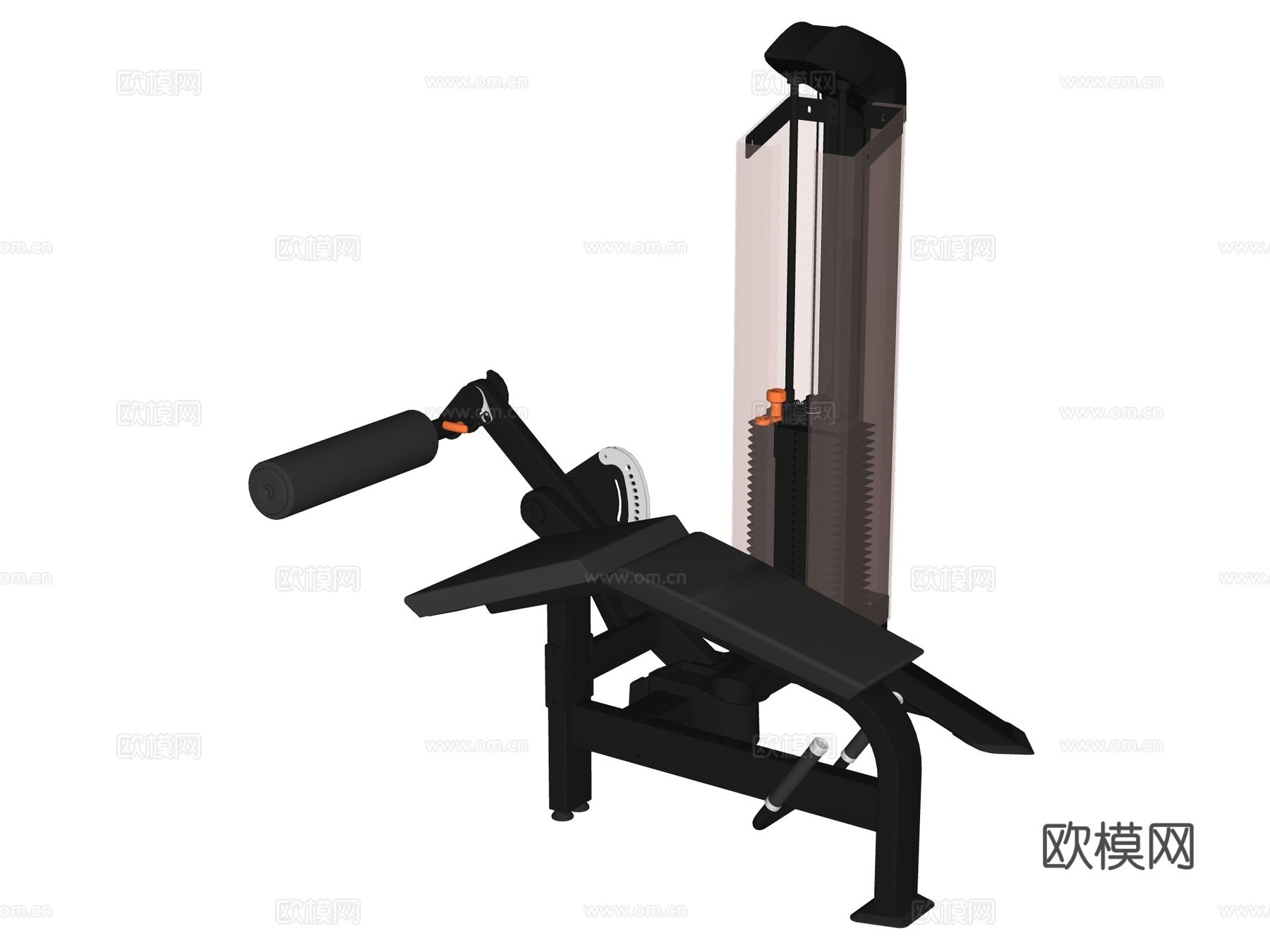 运动器材 健身器材 健身房设备 卧式曲腿训练器su模型